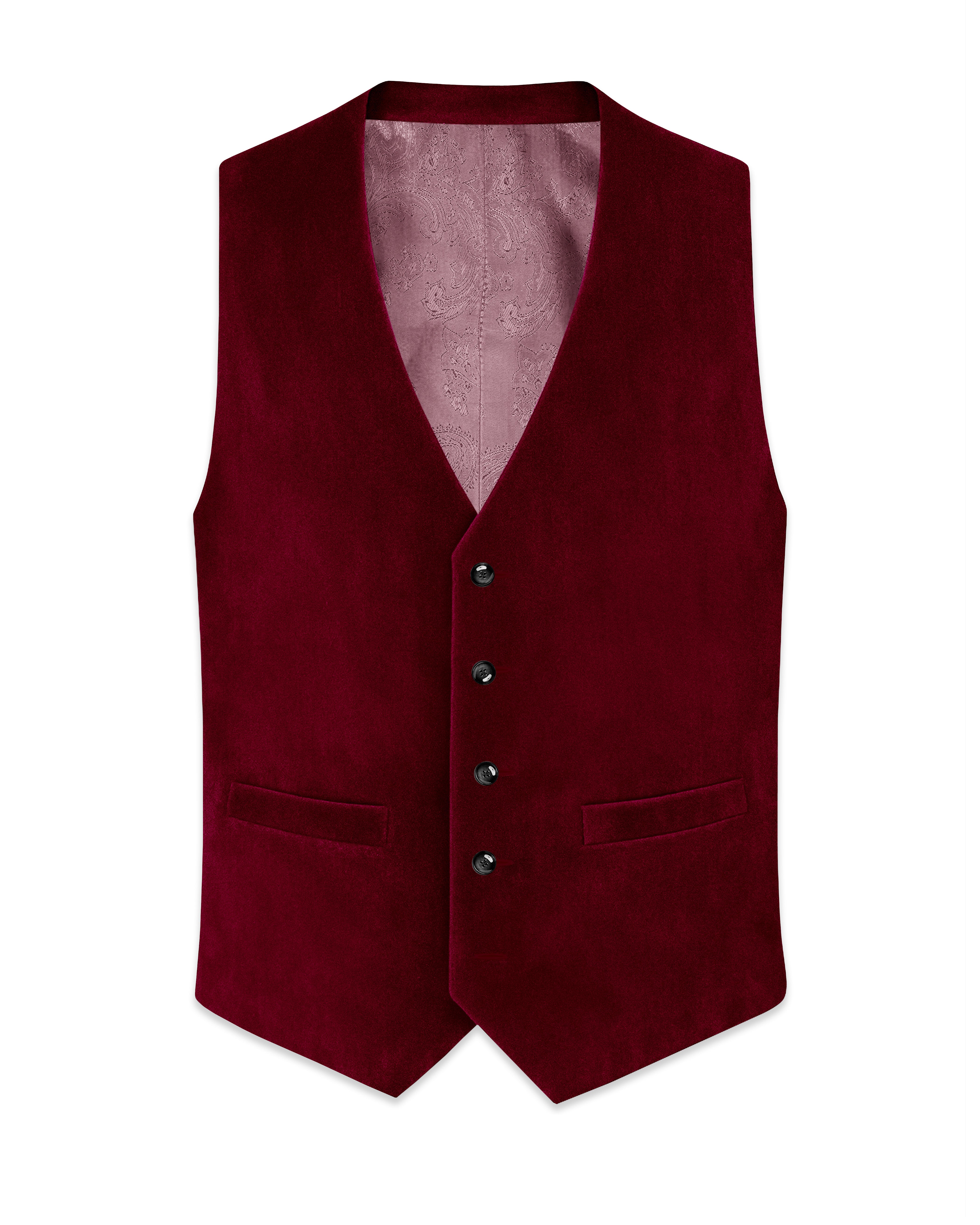 Amour-Scarlet Pink Velvet Waistcoat