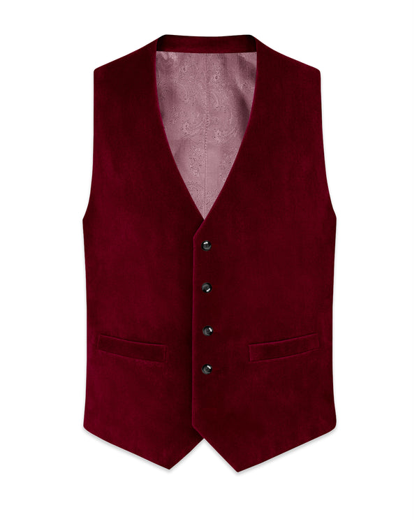 Amour-Scarlet Pink Velvet Waistcoat