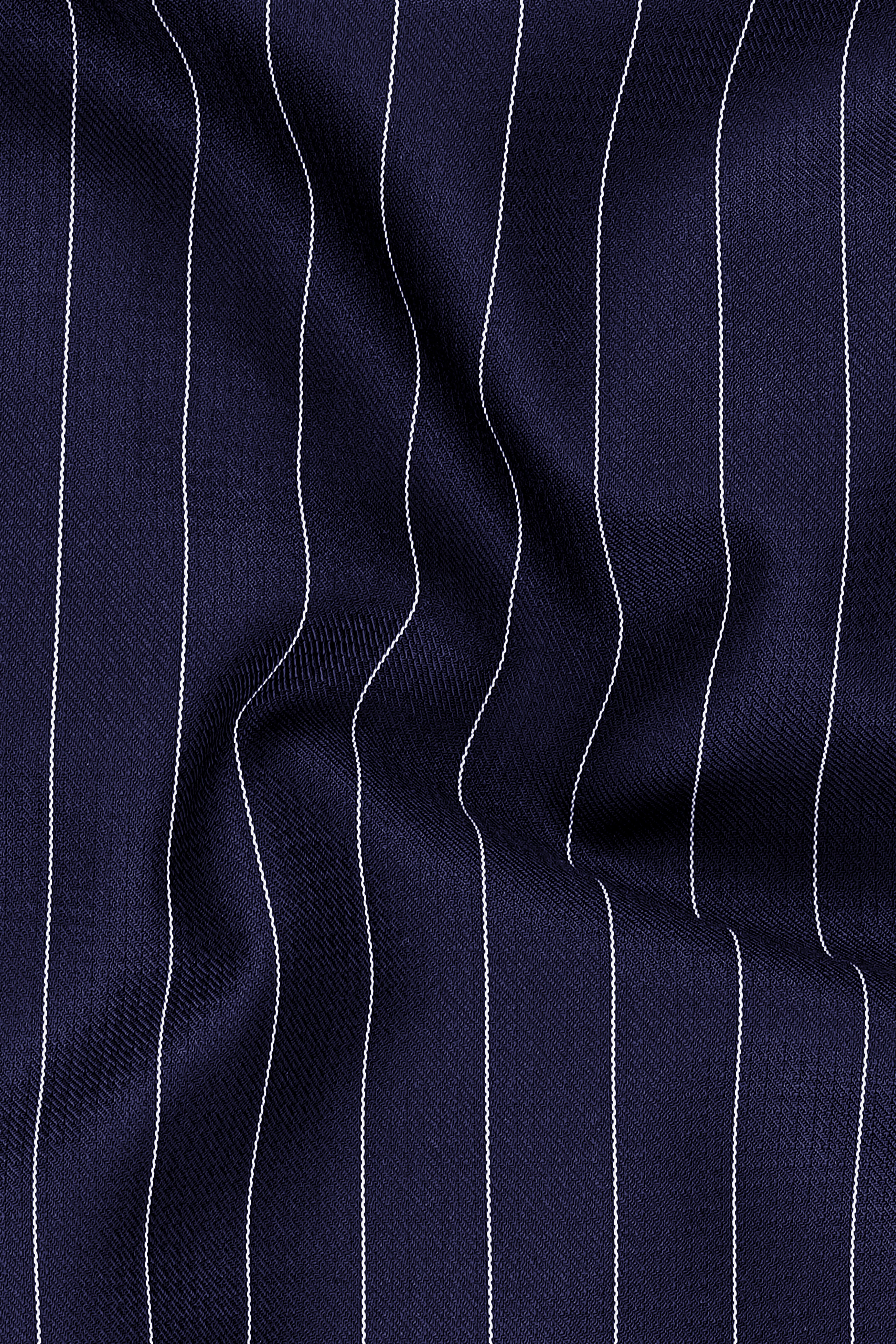 Ascot-Berry Blue And Bright White Chalk Striped Wool Rich Slight Stretch Waistcoat