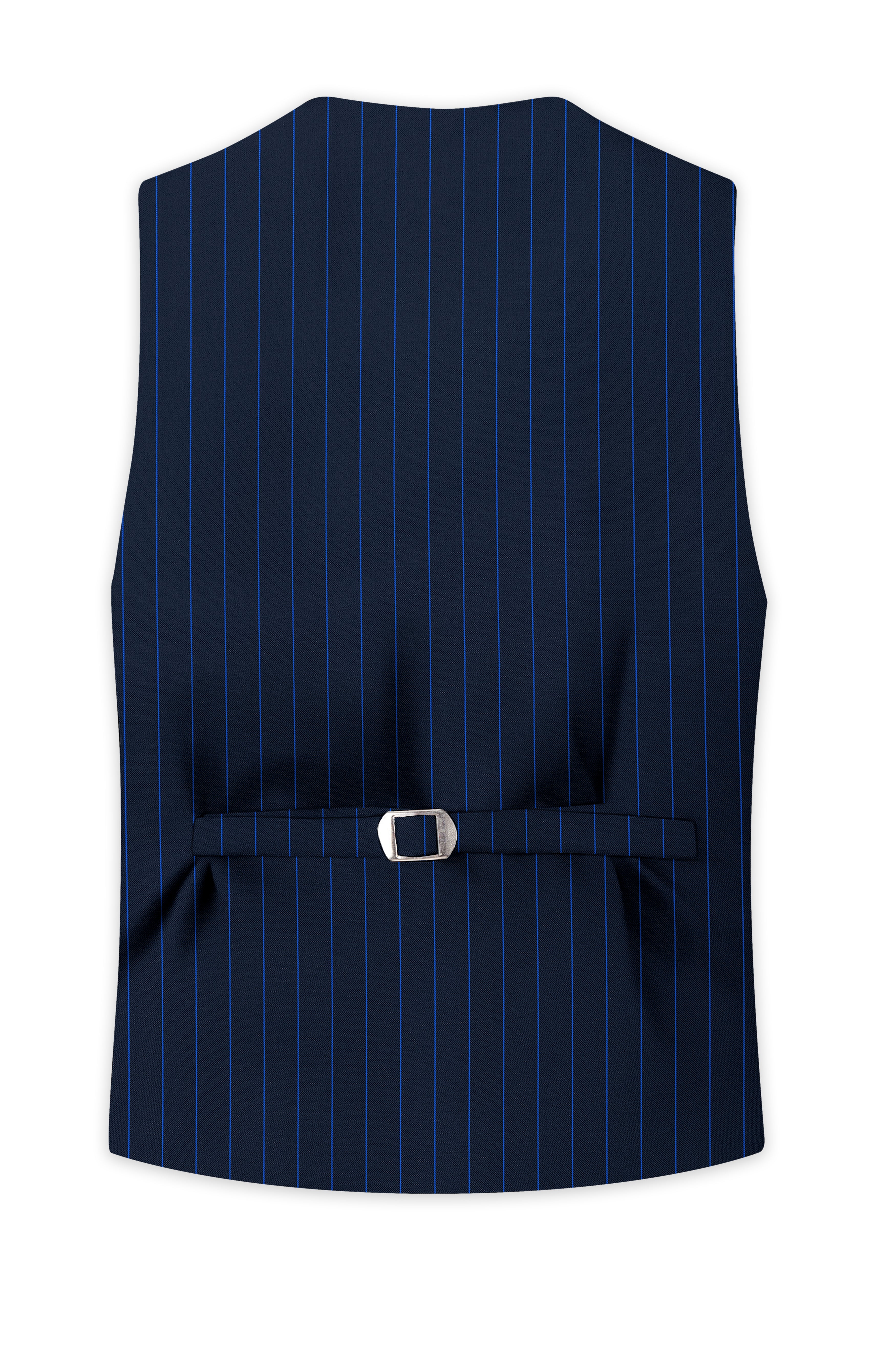 Strivon-Tealish Blue Chalk Striped Wool Rich Slight Stretch Waistcoat