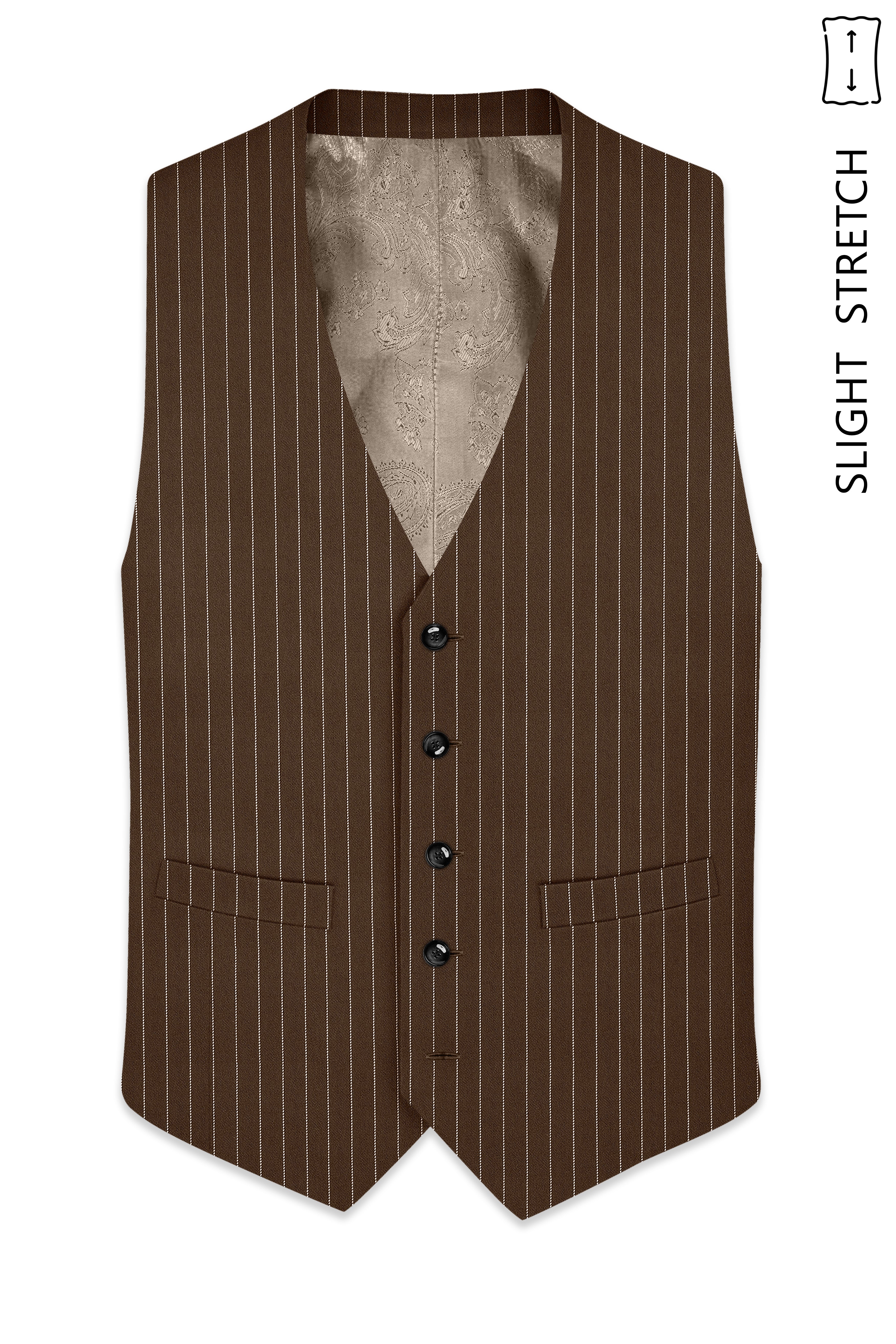 Bronze-Tawny Brown Solid Premium Wool Rich Waistcoat For Men.