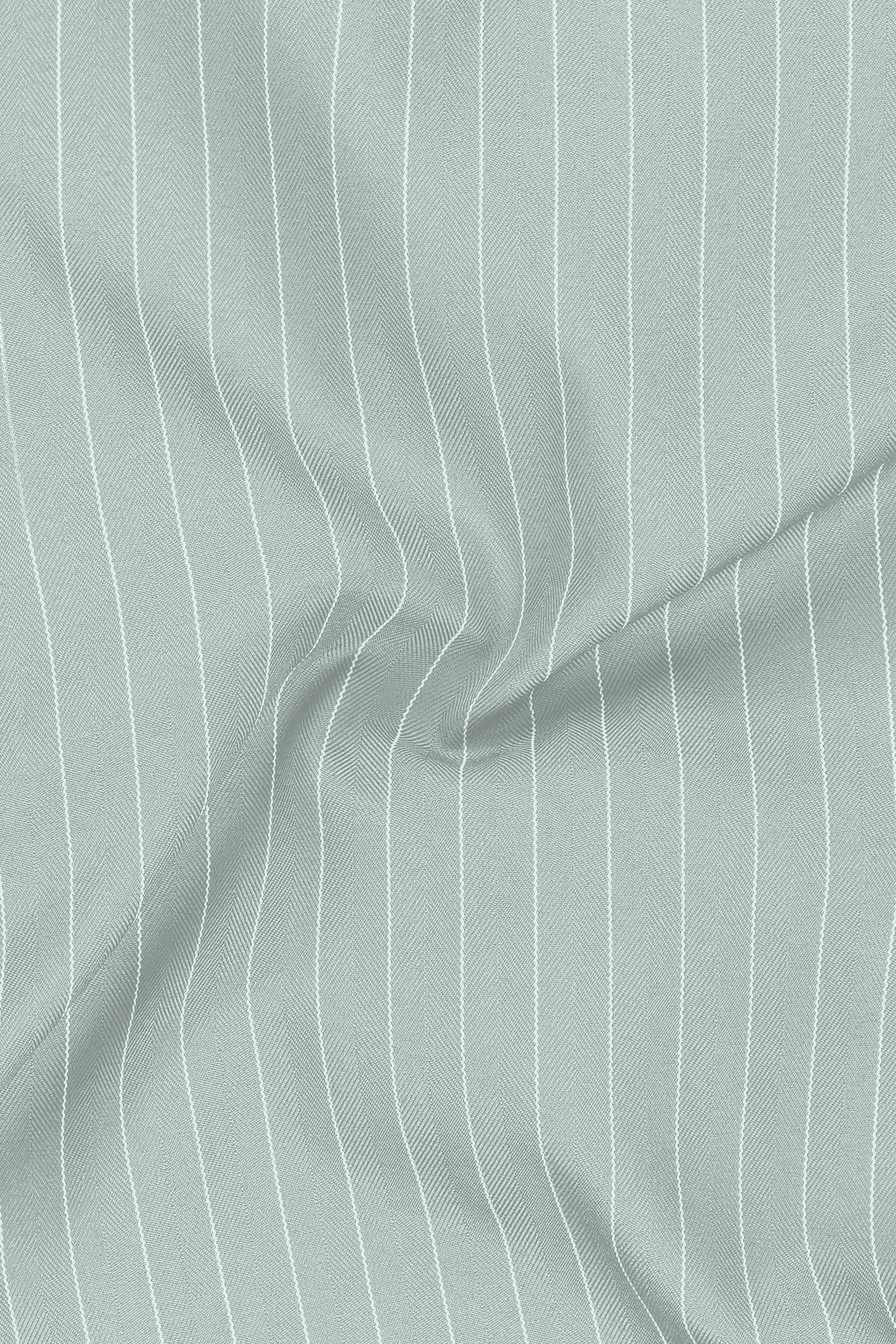 Halcyon-Pale Slate Green Herringbone Striped Wool Rich Slight Stretch Waistcoat
