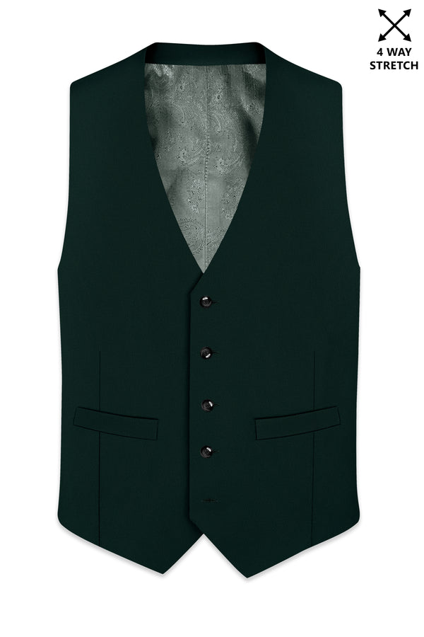 Verde-Aztec Green 4-Way Stretch Wrinkle-Free Fluid Drape Fabric Waistcoat