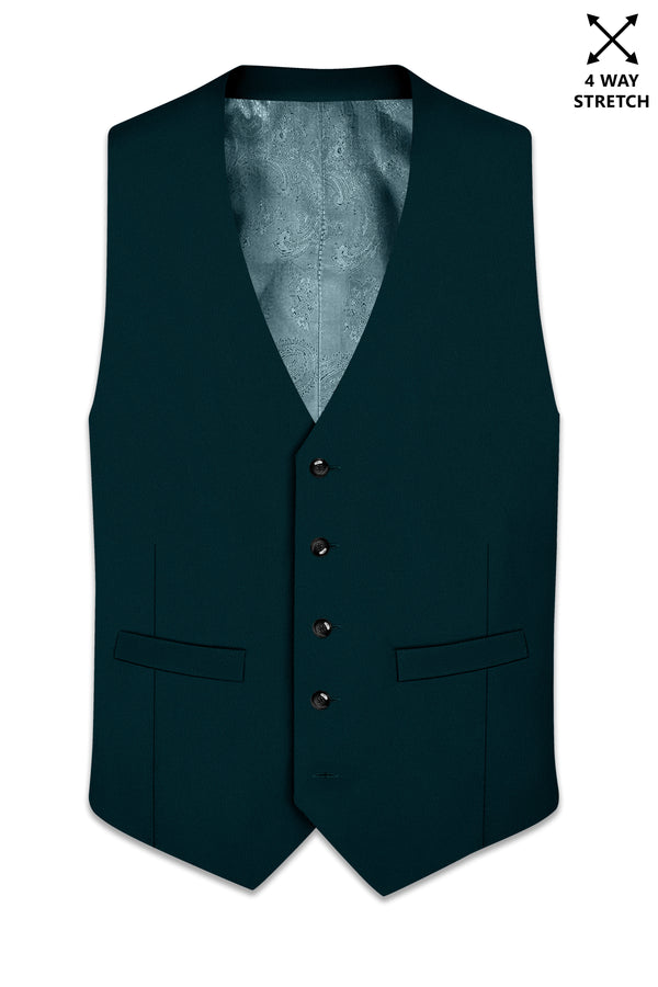 Canopy-Daintree Green 4-Way Stretch Wrinkle-Free Fluid Drape Fabric Waistcoat