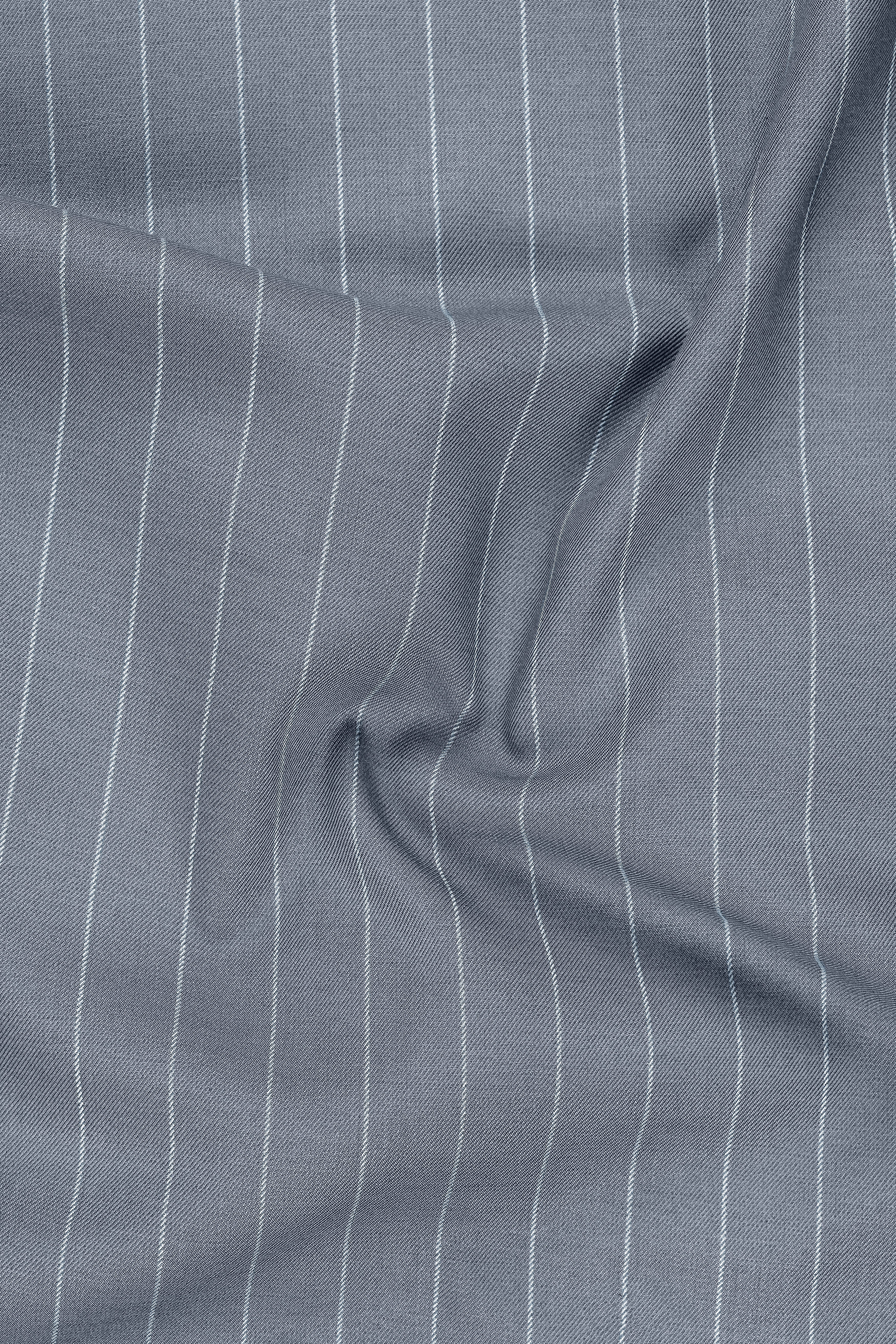 Prestige-Regent Gray And Bright White Chalk Striped Wool Rich Slight Stretch Waistcoat
