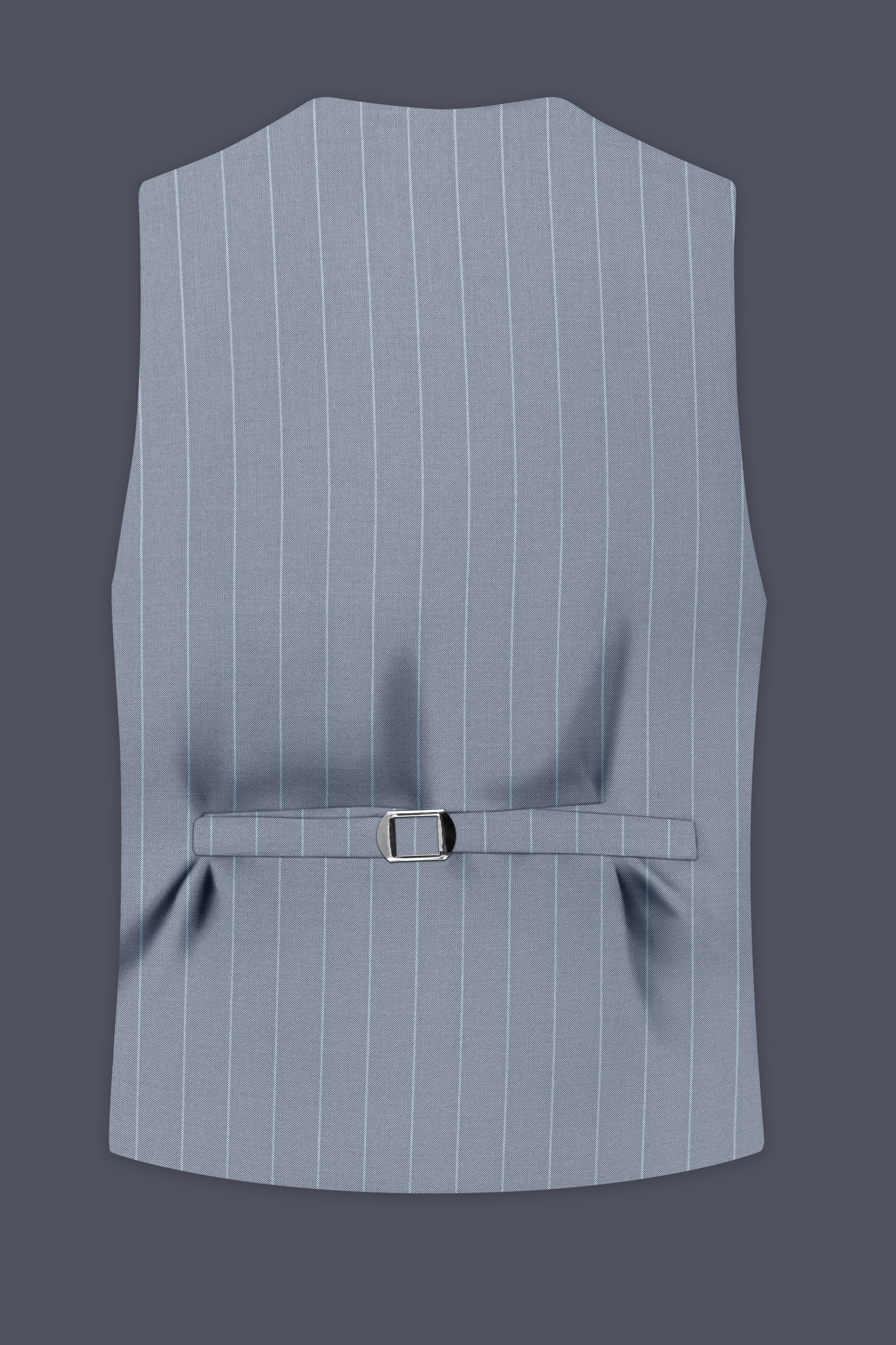 Prestige-Regent Gray And Bright White Chalk Striped Wool Rich Slight Stretch Waistcoat
