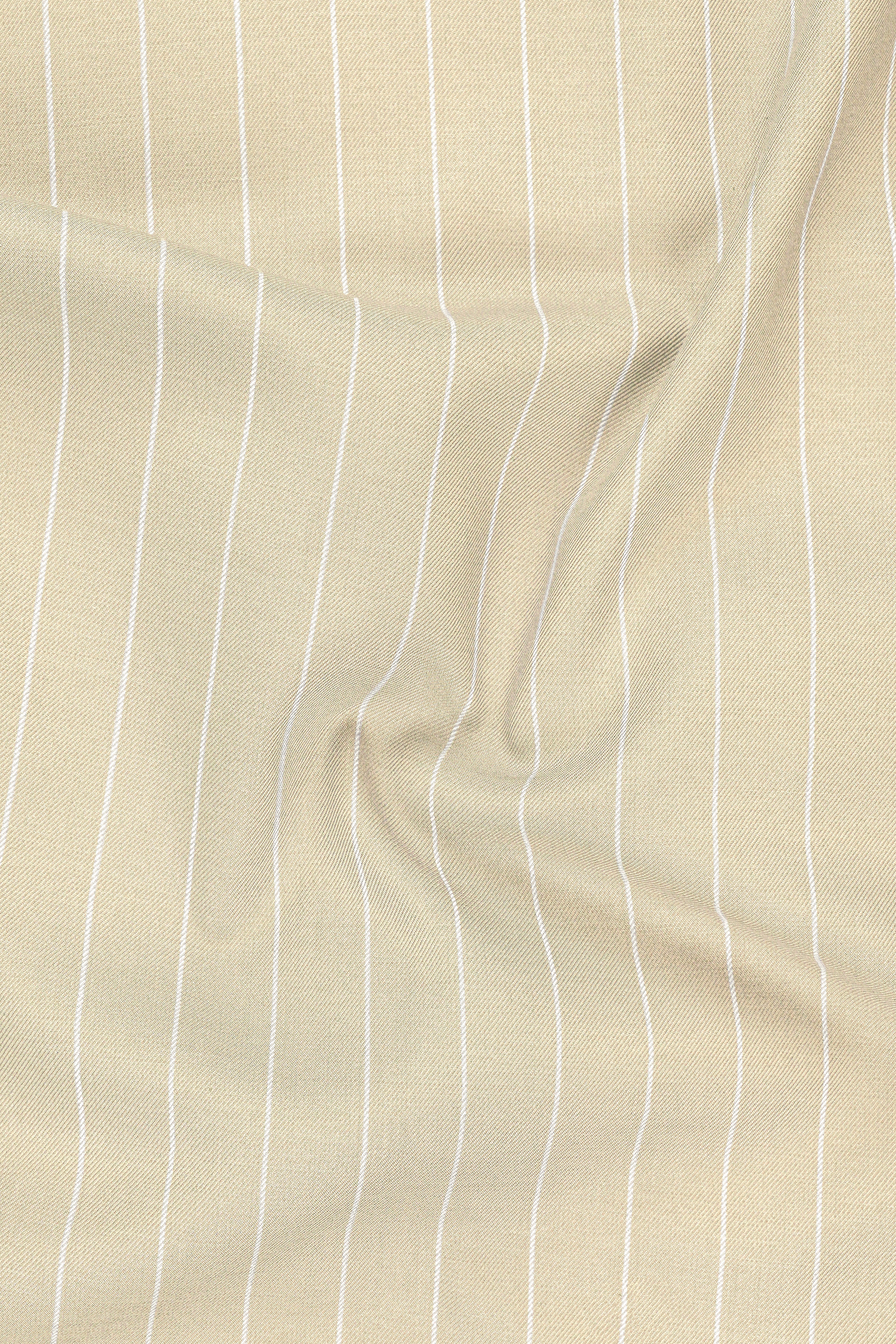 Lumier-Akaroa Cream And Bright White Chalk Striped Wool Rich Slight Stretch Waistcoat