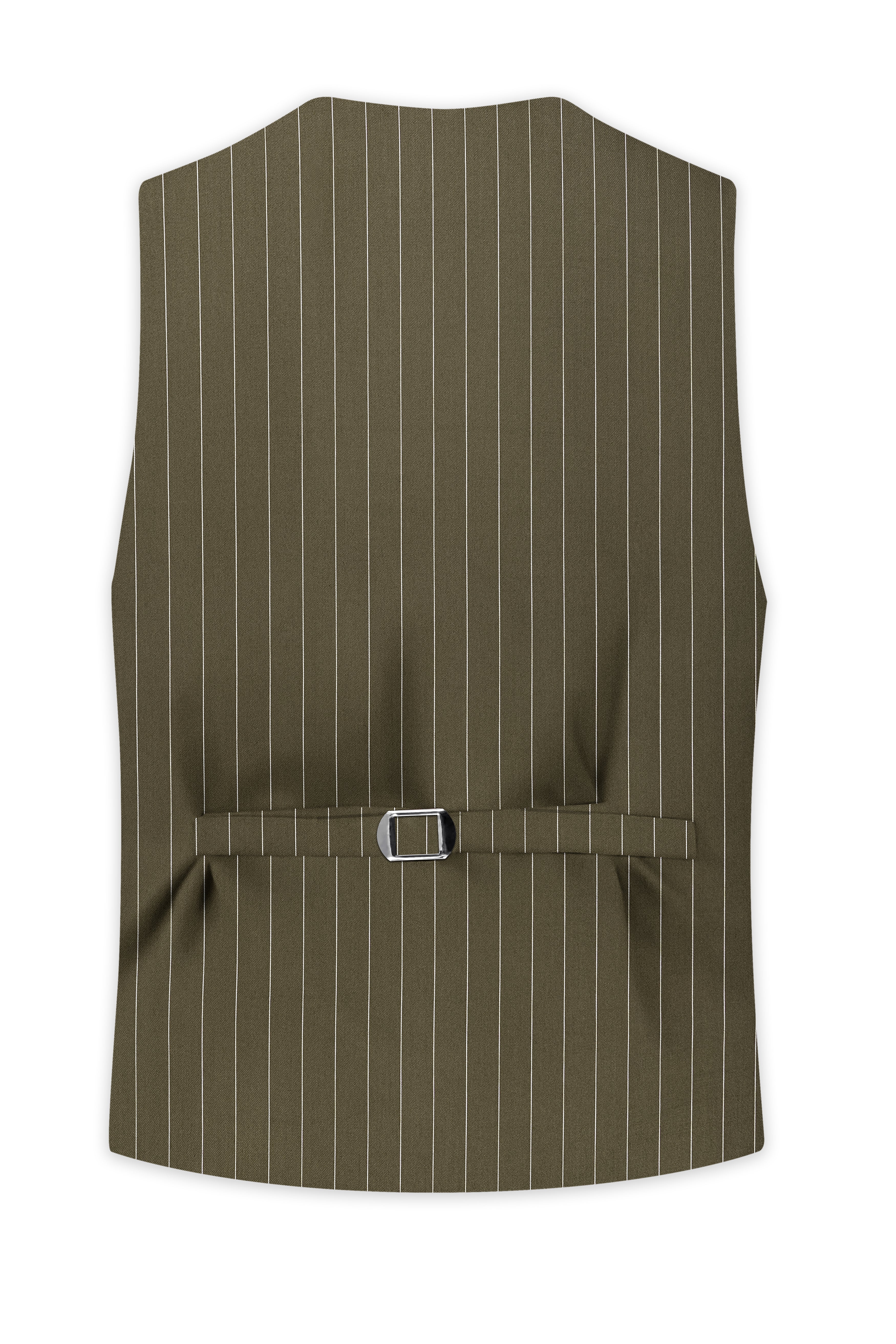 Pinacle-Hamlock Brown And Bright White Chalk Striped Wool Rich Slight Stretch Waistcoat
