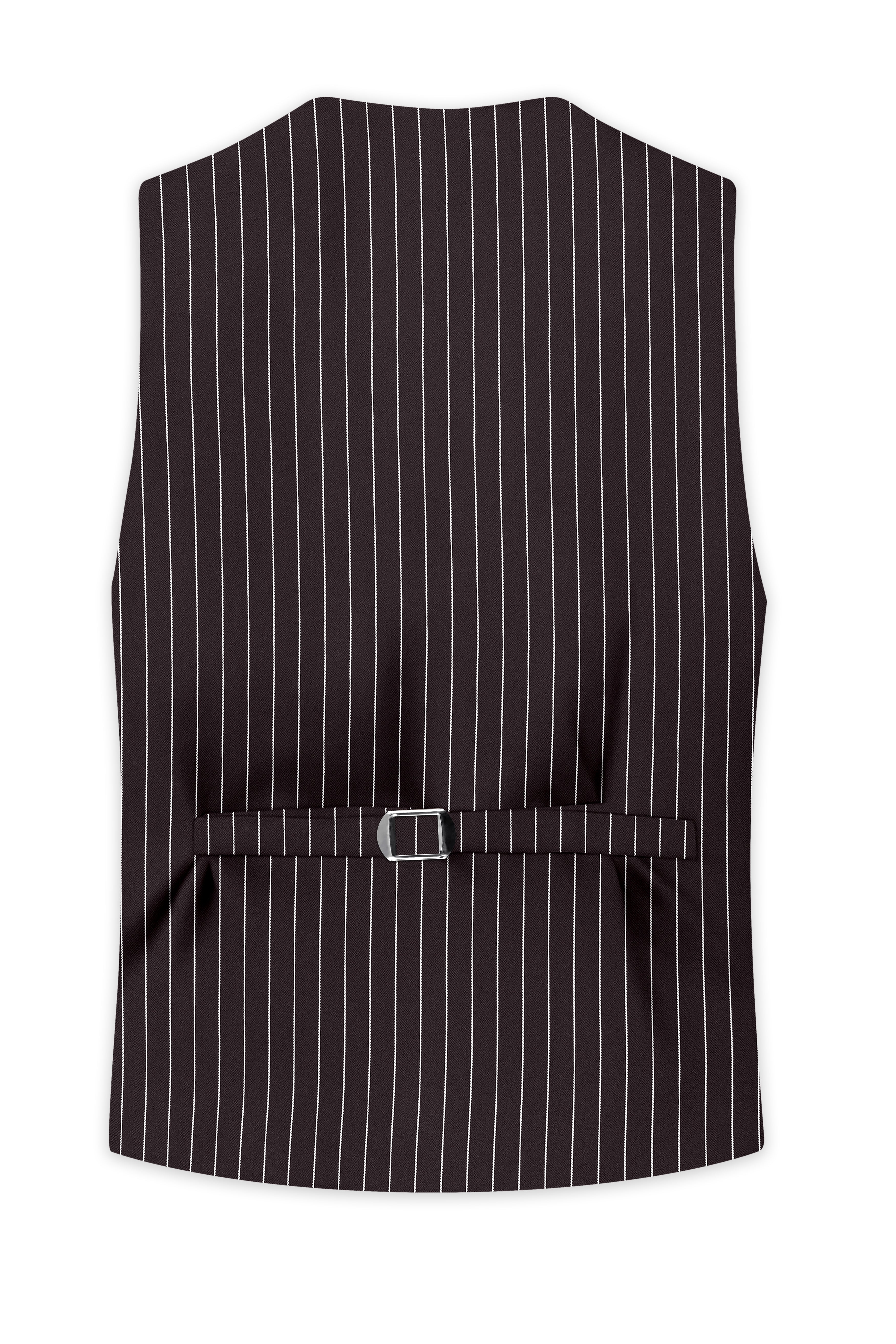 Volt-Thunder Brown Herringbone Striped Wool Rich Slight Stretch Waistcoat