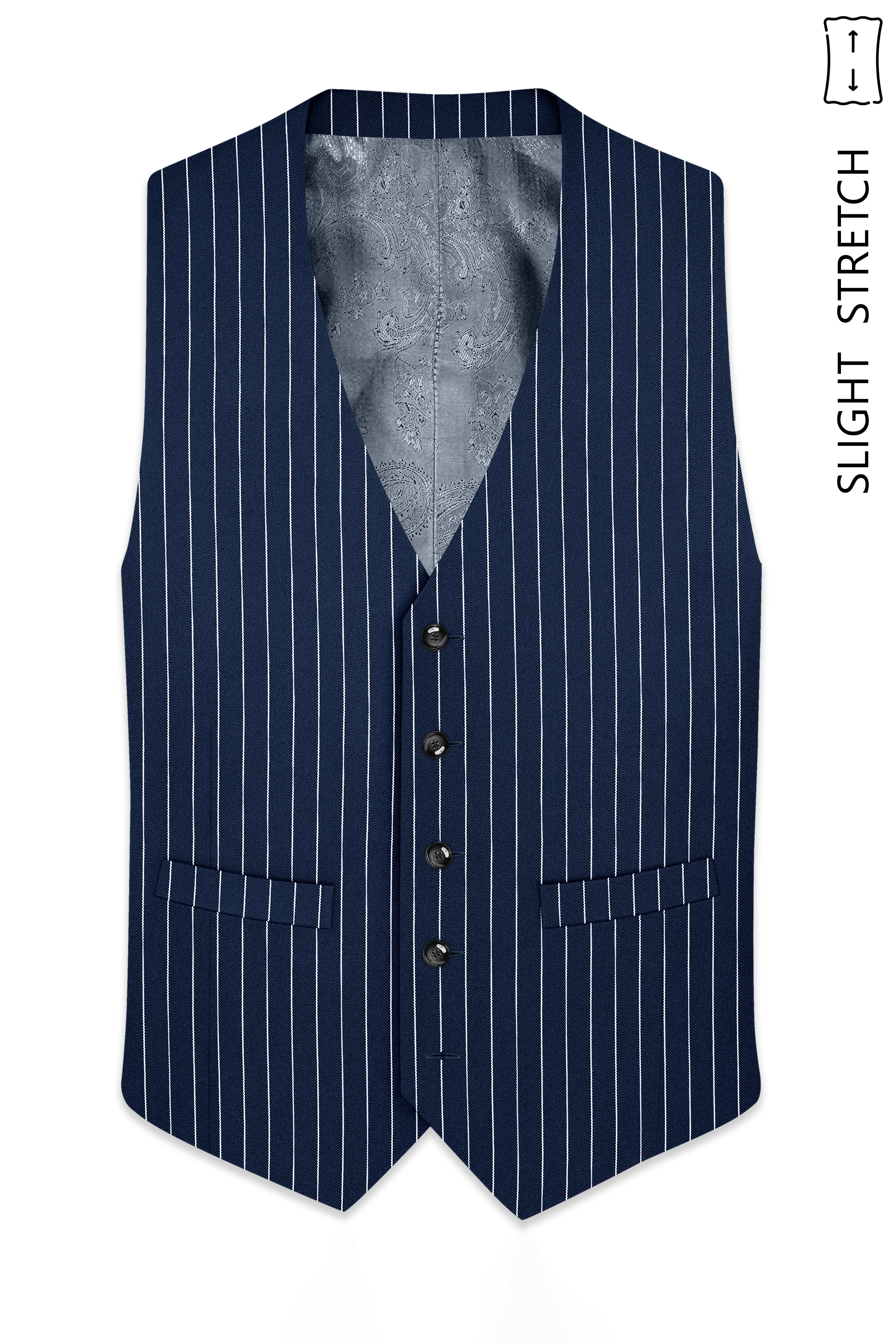 Aurejax-Jade Black Pencil Striped Premium Wool Rich Waistcoat For Men.