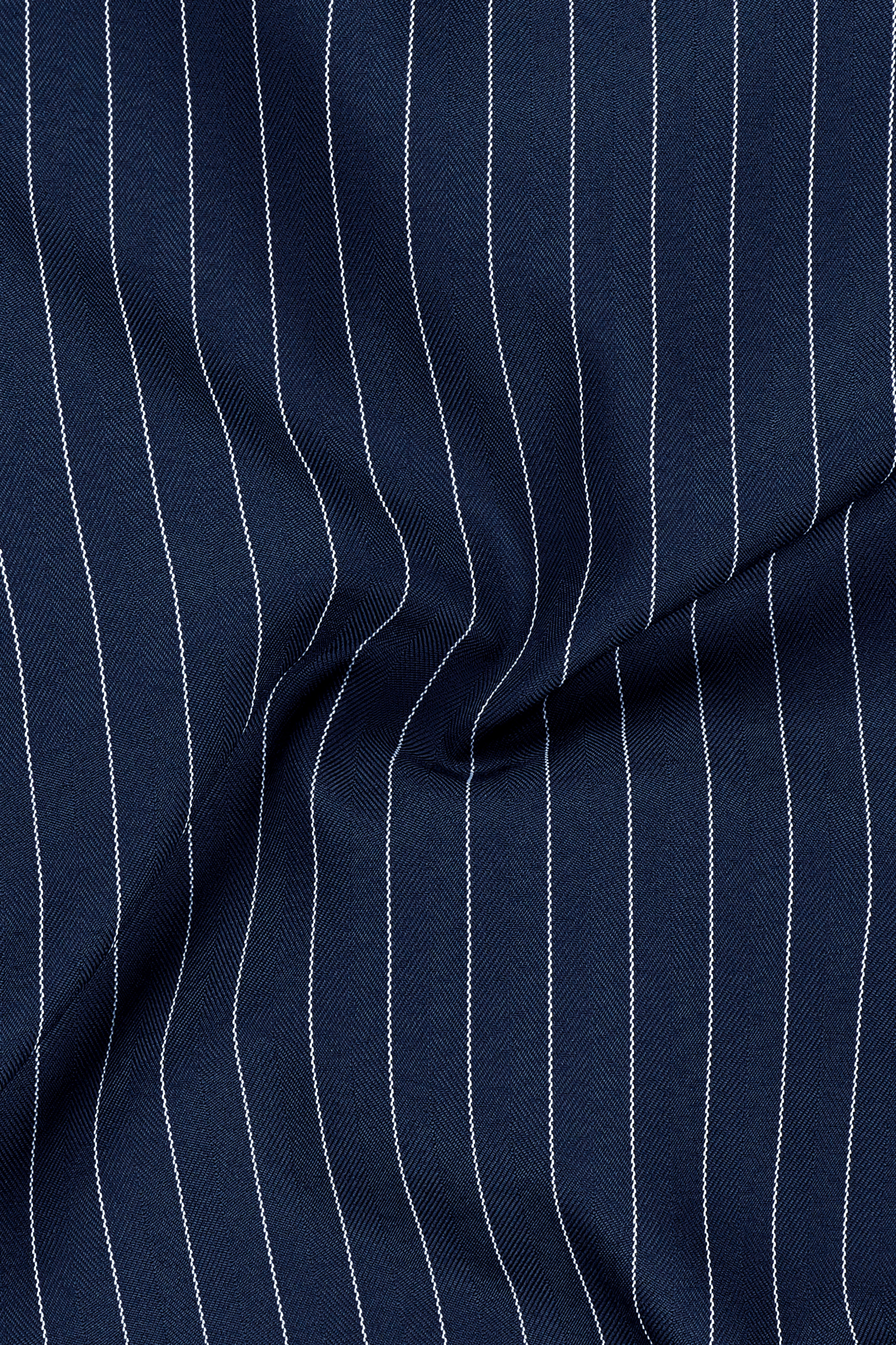 Astris-Space Blue Herringbone Striped Wool Rich Slight Stretch Waistcoat
