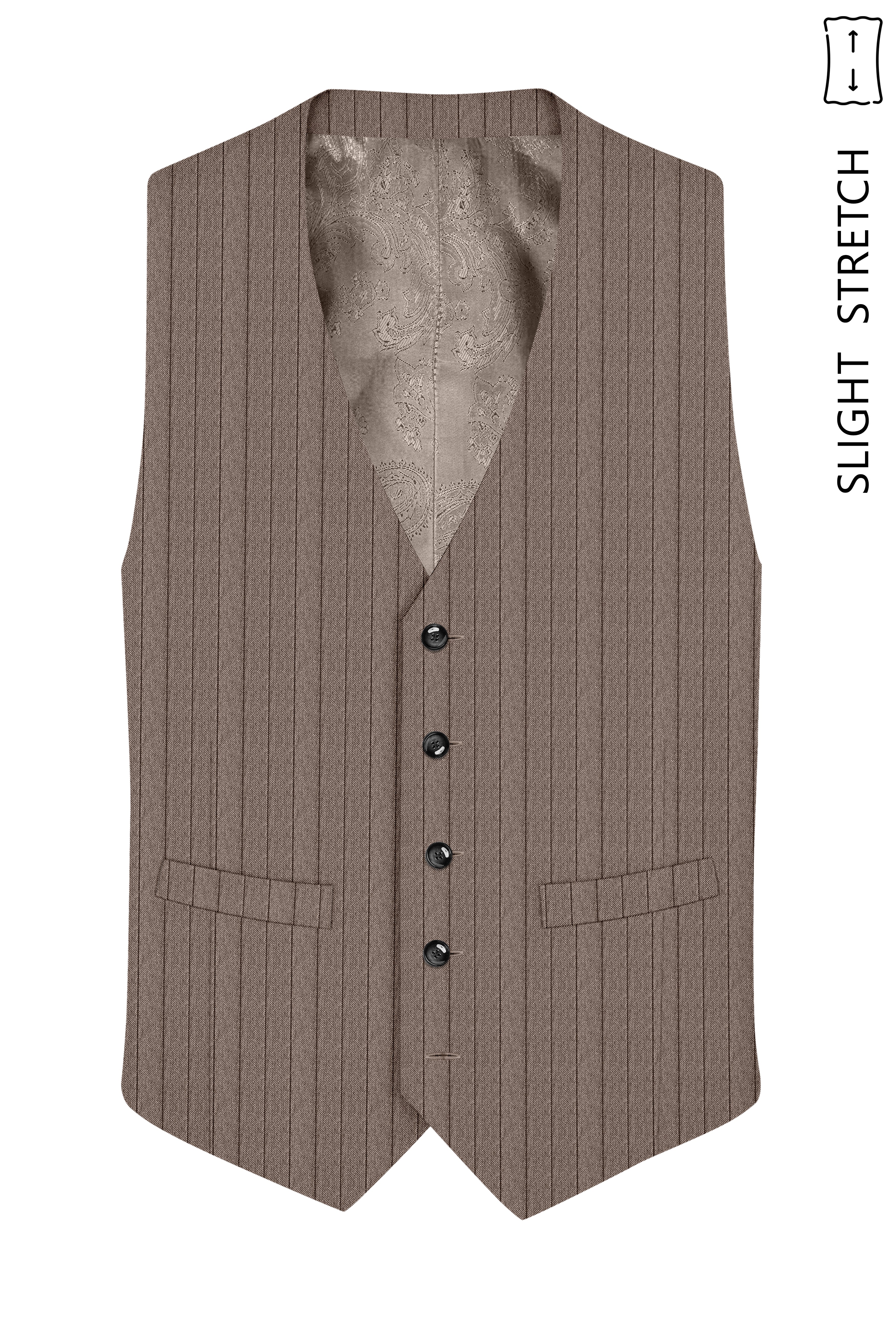 Cinnamon Oak-Sienna Brown Solid Premium Wool Rich Waistcoat For Men.