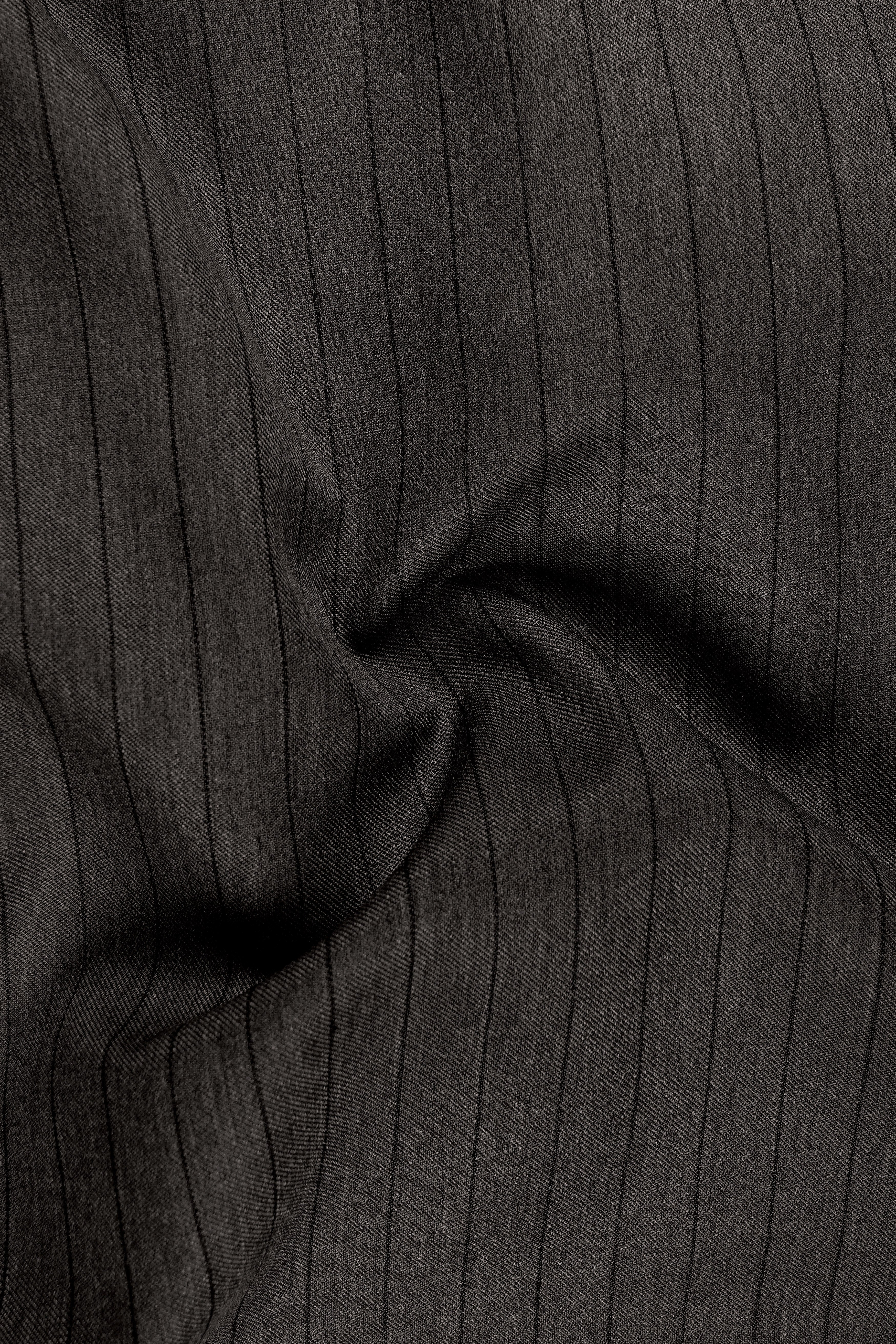 Heritage-Iridium Brown And Bright White Chalk Striped Wool Rich Slight Stretch Waistcoat