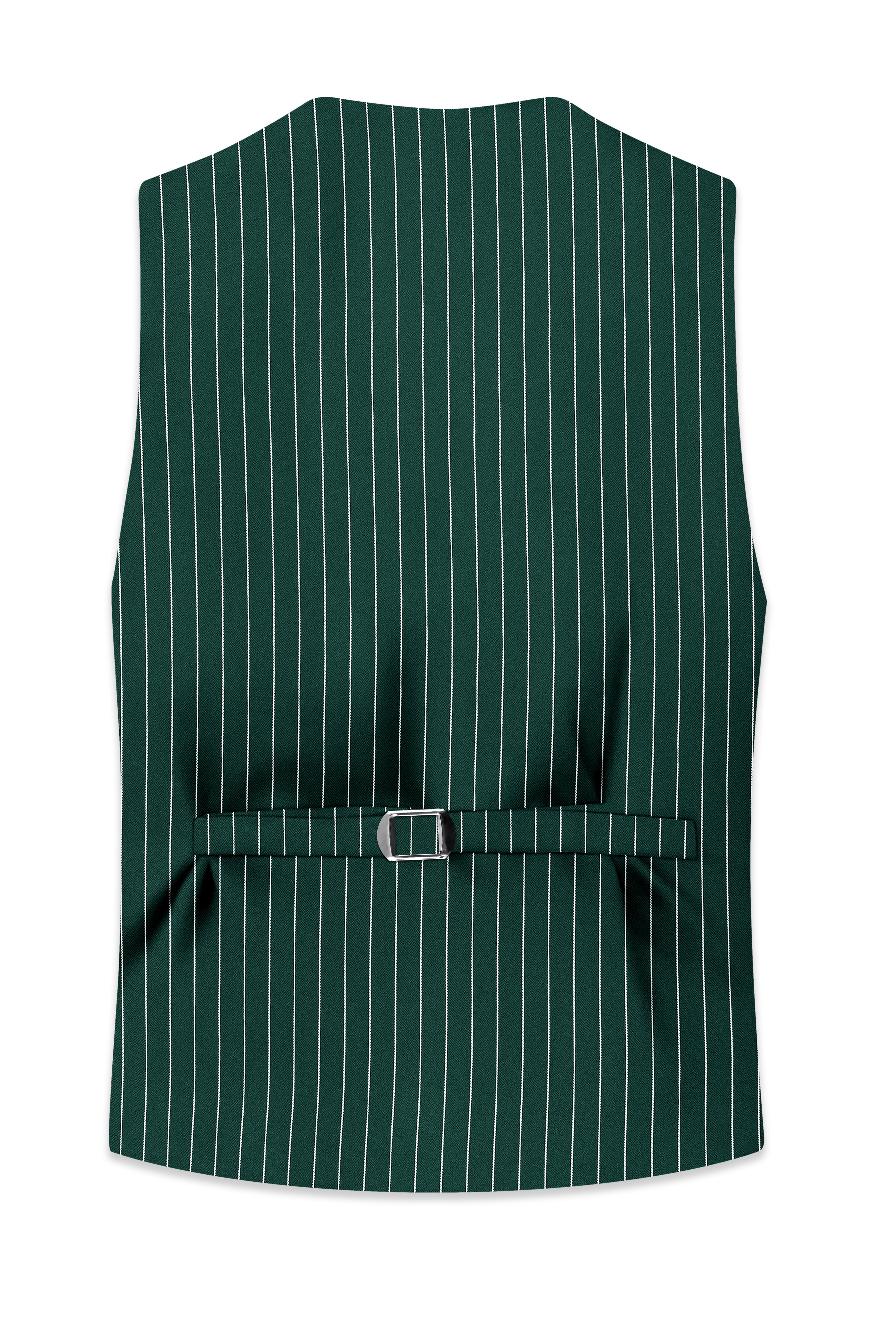 Arbor-Timber Green Herringbone Striped Wool Rich Slight Stretch Waistcoat