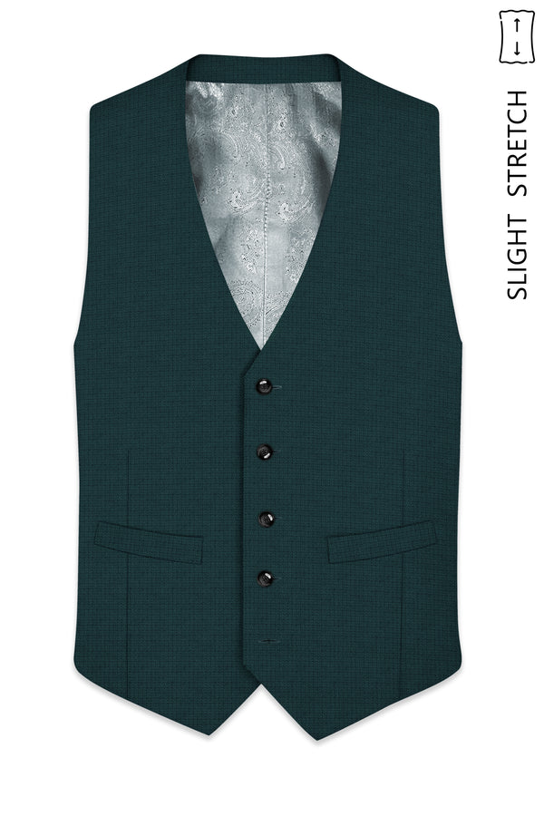 Facet-Dianne Green Diamond Textured Wool Rich Slight Stretch Waistcoat