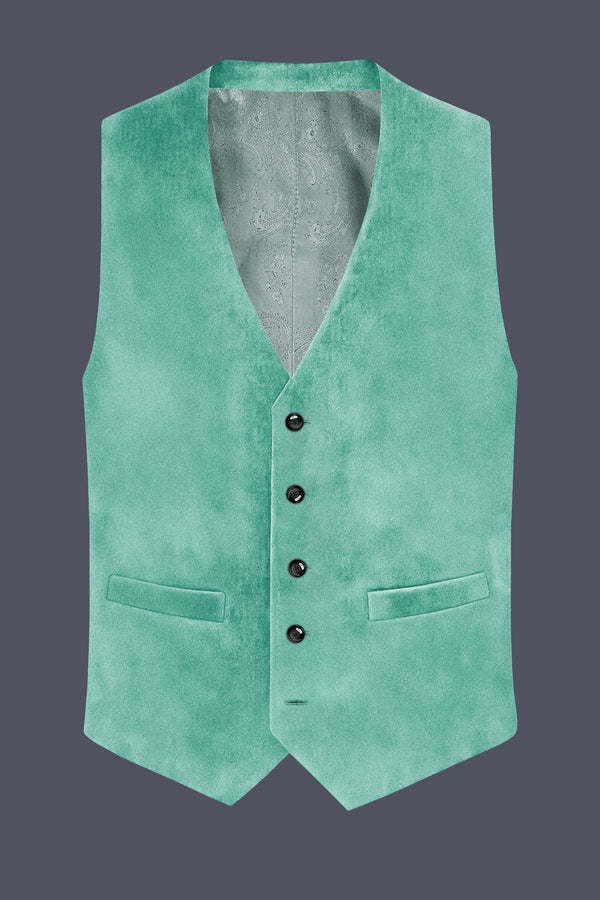 Sapphire-Cyan Blue Velvet Waistcoat
