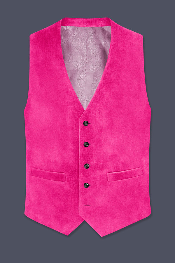 Roselle-Cerise Pink Velvet Waistcoat