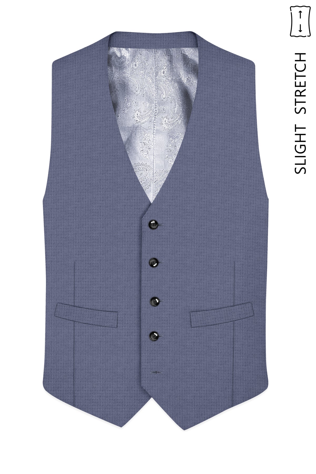 Graphite-Shuttle Gray Diamond Textured Wool Rich Slight Stretch Waistcoat