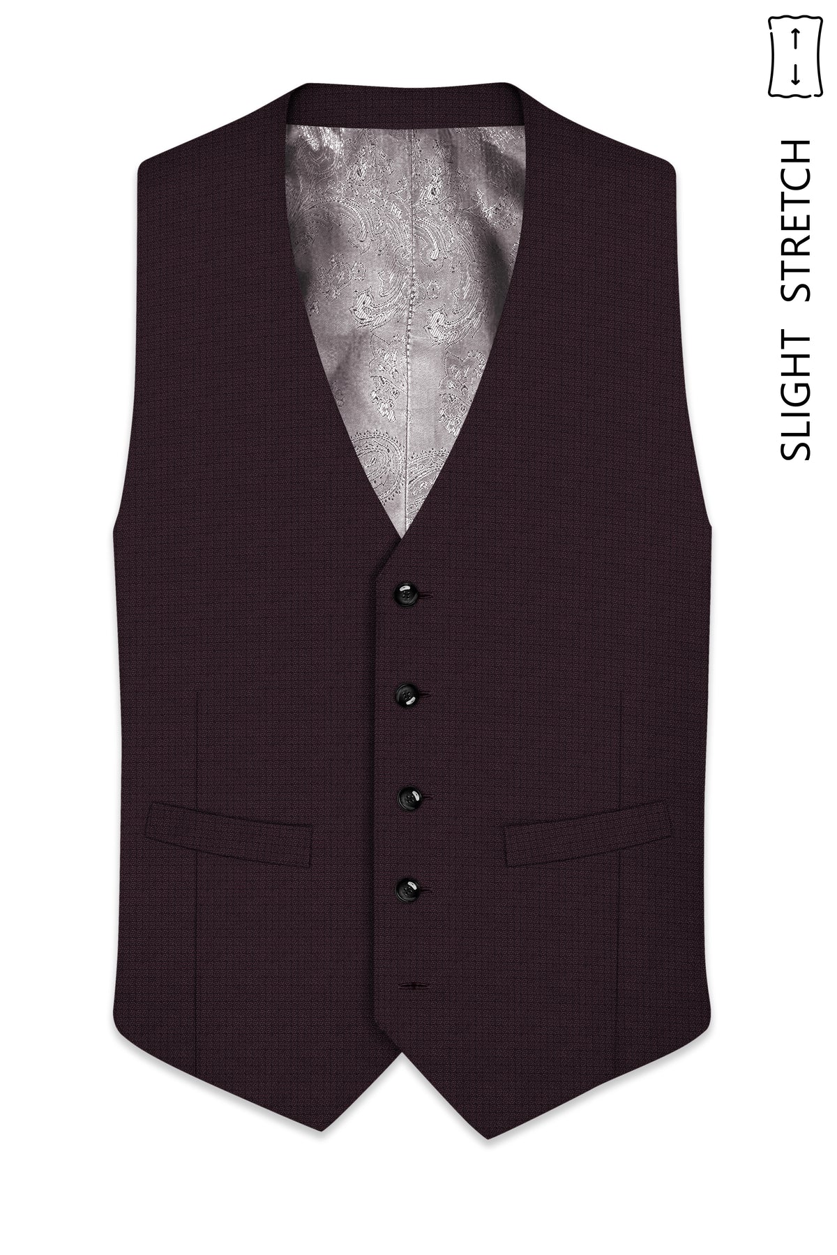 Velaris-Thunder Purple Diamond Textured Wool Rich Slight Stretch Waistcoat