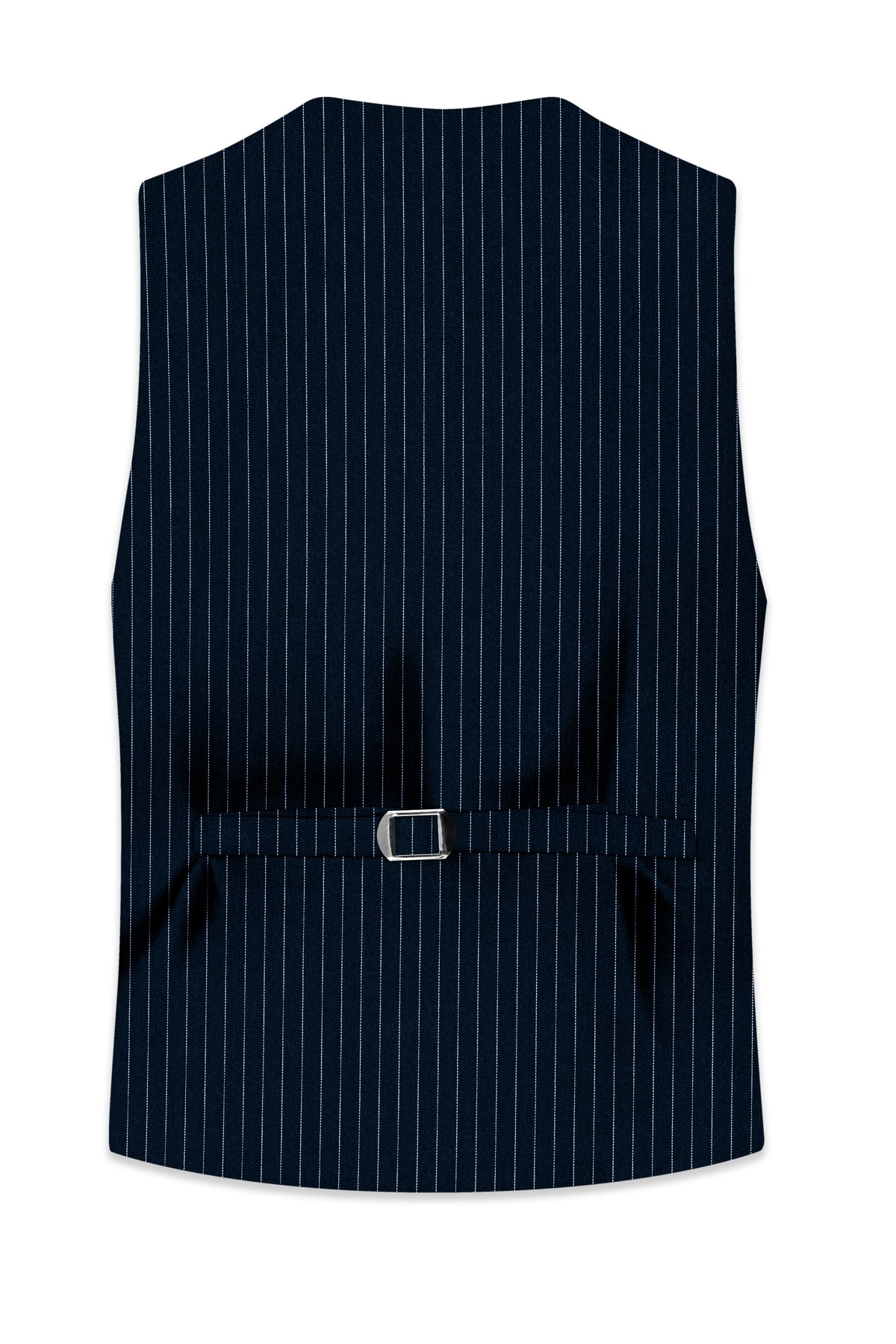 Zenith-Imperial Teal Green And Bright White Chalk Striped Wool Rich Wrinkle-Free Fluid Drape Fabric Waistcoat