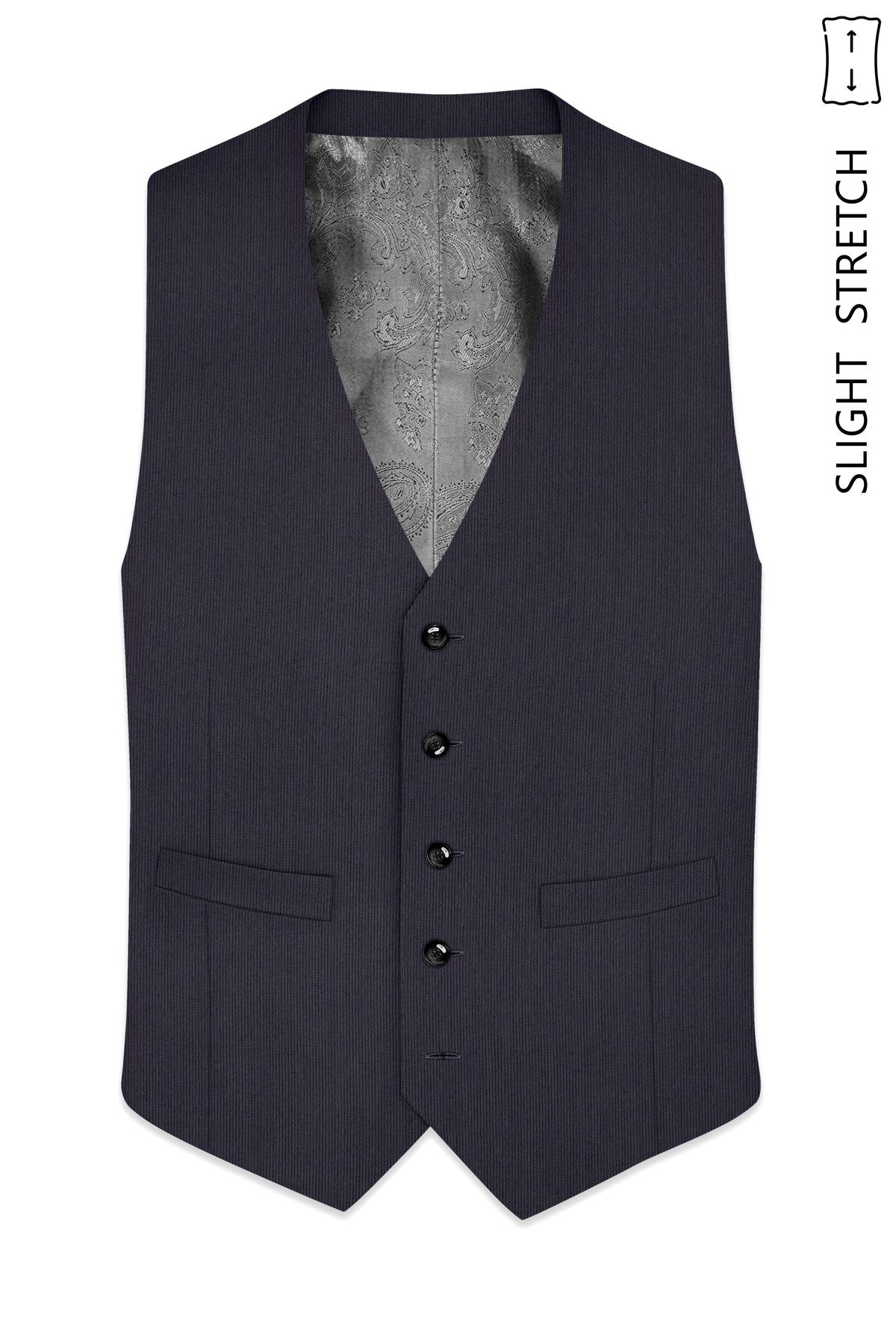 Aurelio-Charade Gray Diamond Textured Wool Rich Slight Stretch Waistcoat