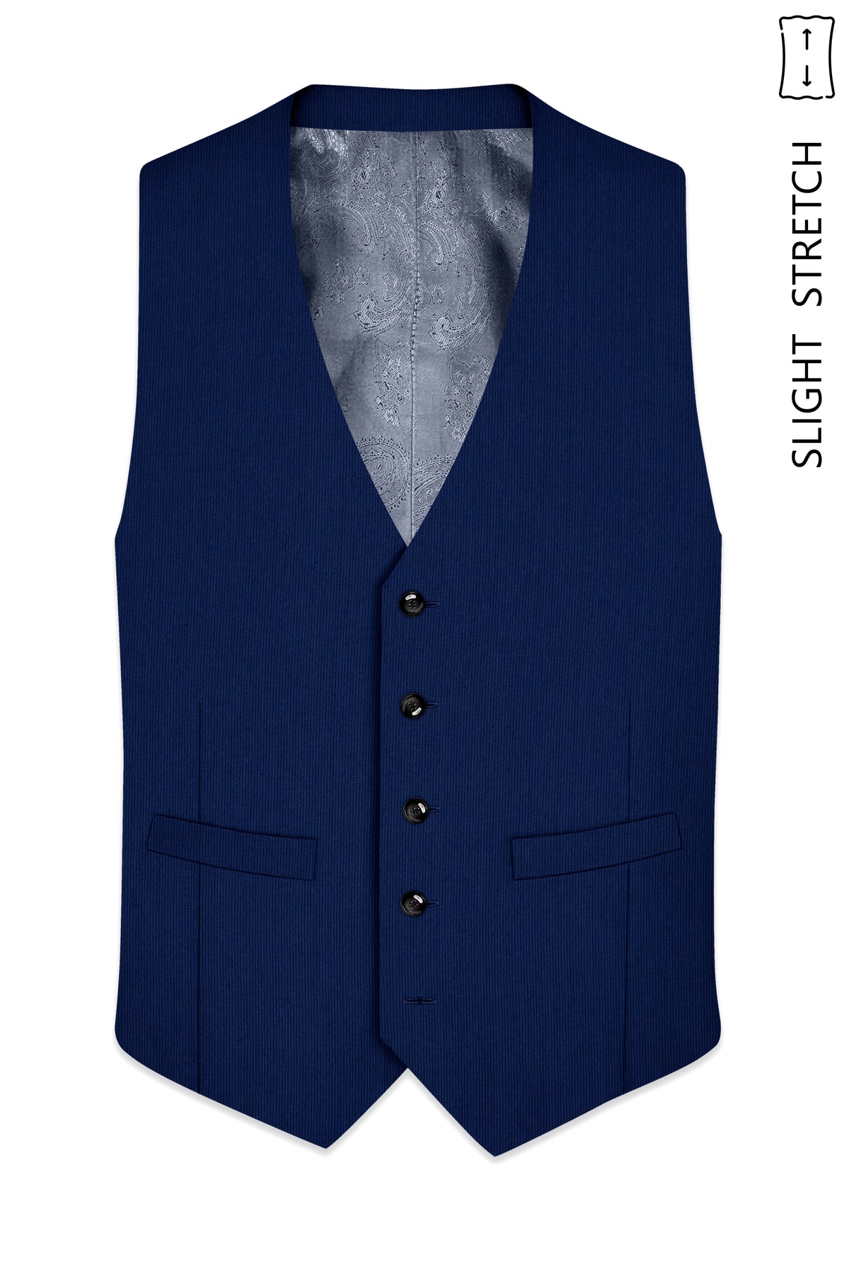 Velmont-Bunting Blue Diamond Textured Wool Rich Slight Stretch Waistcoat