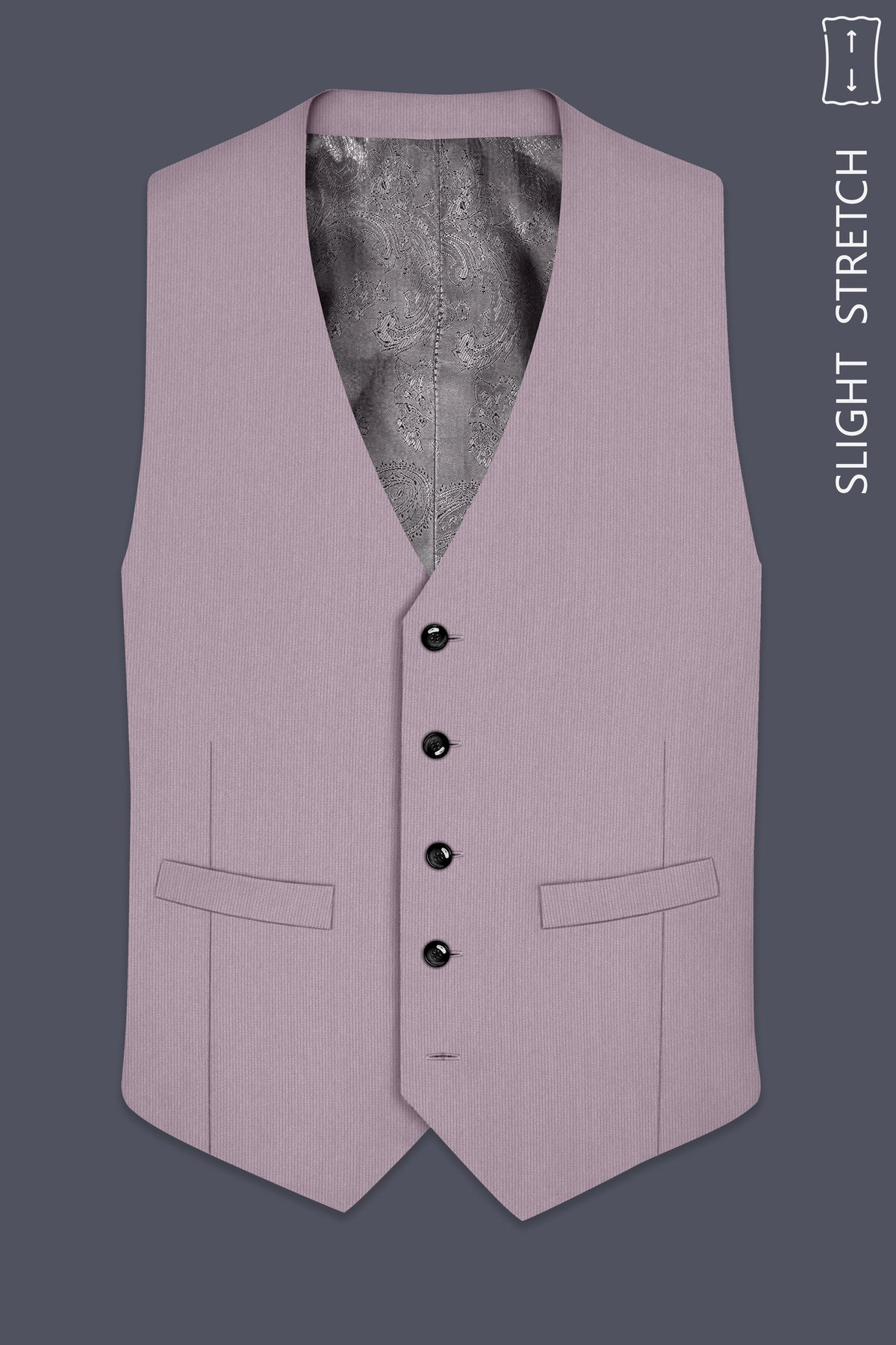 Celeste-Martini Pink Diamond Textured Wool Rich Slight Stretch Waistcoat