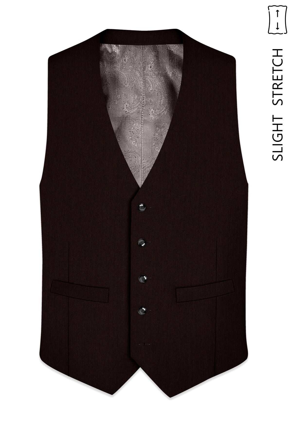 Terrano-Creole Brown Diamond Textured Wool Rich Slight Stretch Waistcoat