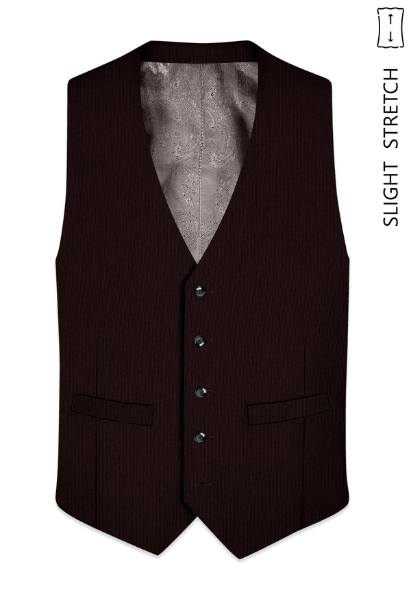Terrano-Creole Brown Diamond Textured Wool Rich Slight Stretch Waistcoat