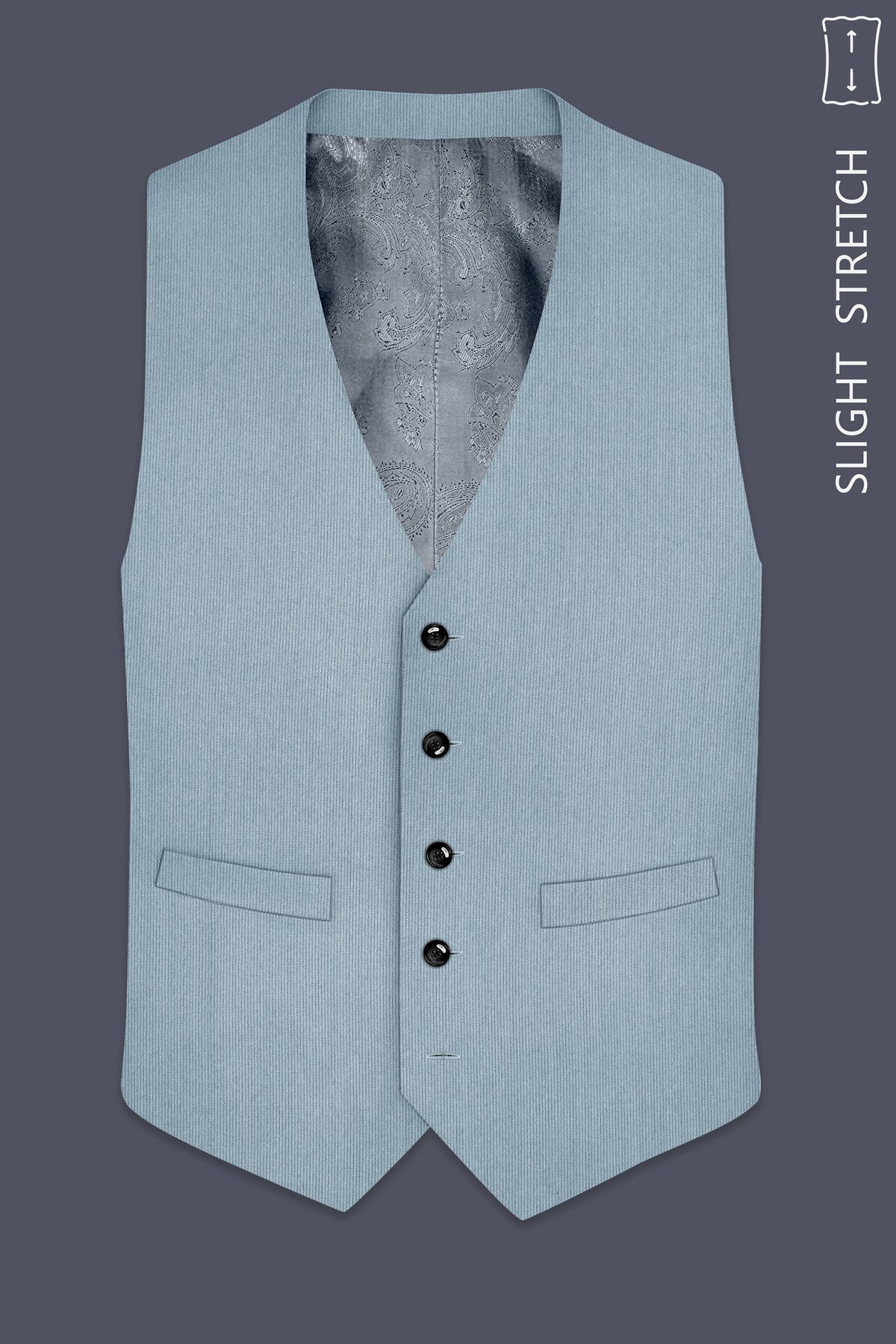 Sterling-Cadet Gray Diamond Textured Wool Rich Slight Stretch Waistcoat