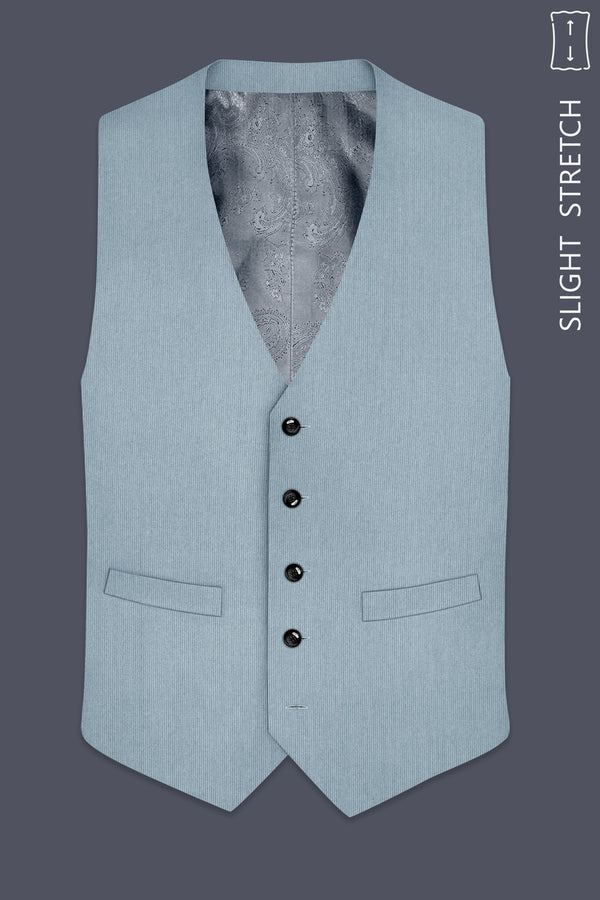 Sterling-Cadet Gray Diamond Textured Wool Rich Slight Stretch Waistcoat