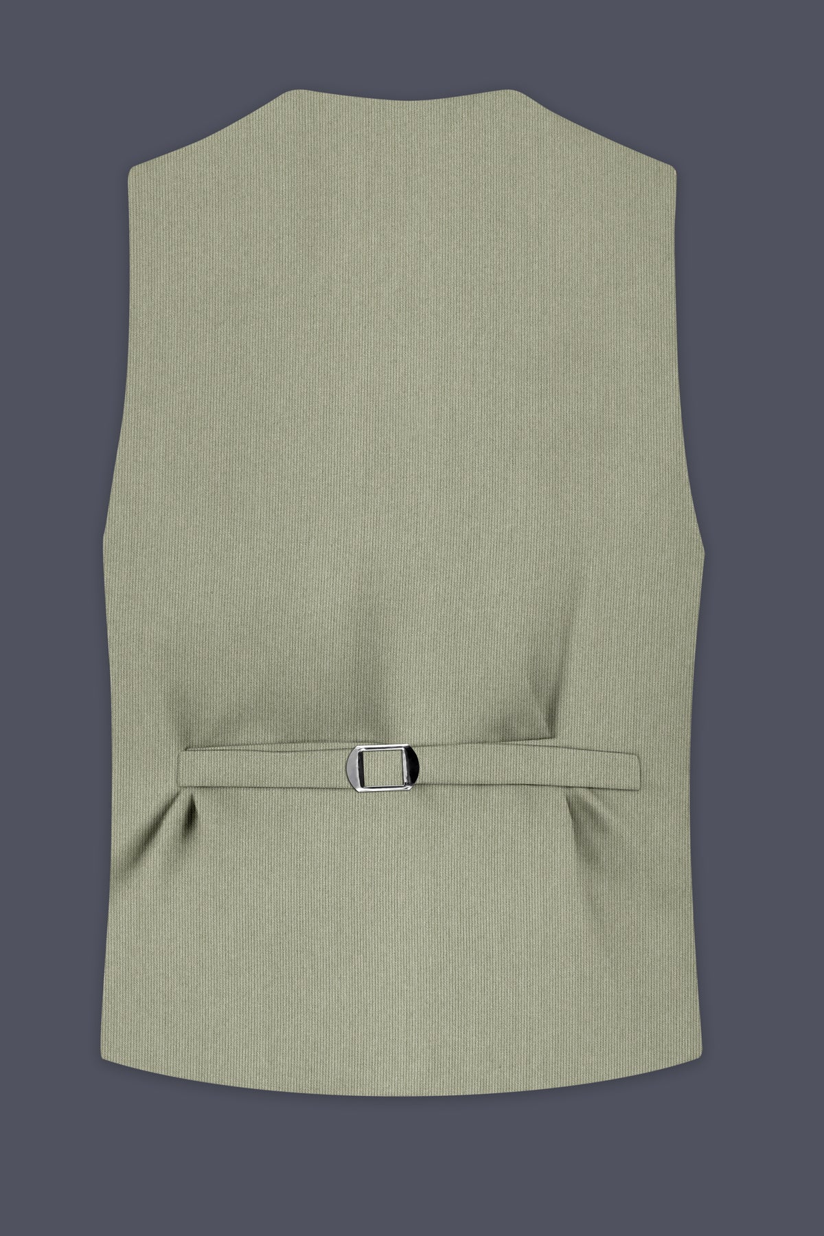 Elysian-Sage Green Diamond Textured Wool Rich Slight Stretch Waistcoat