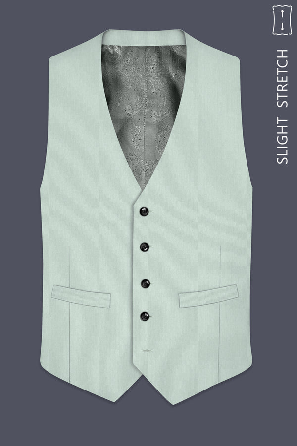 Viridis-Pumice Green Diamond Textured Wool Rich Slight Stretch Waistcoat