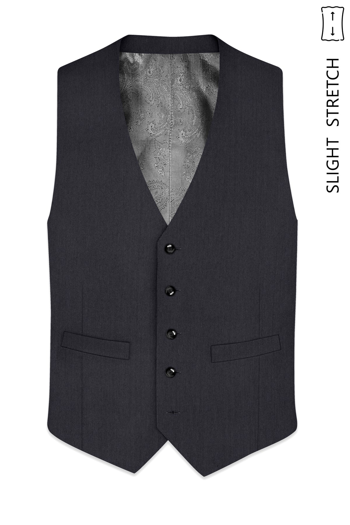 Axton-Baltic Sea Gray Diamond Textured Wool Rich Slight Stretch Waistcoat