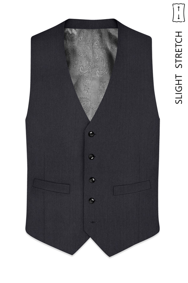 Axton-Baltic Sea Gray Diamond Textured Wool Rich Slight Stretch Waistcoat