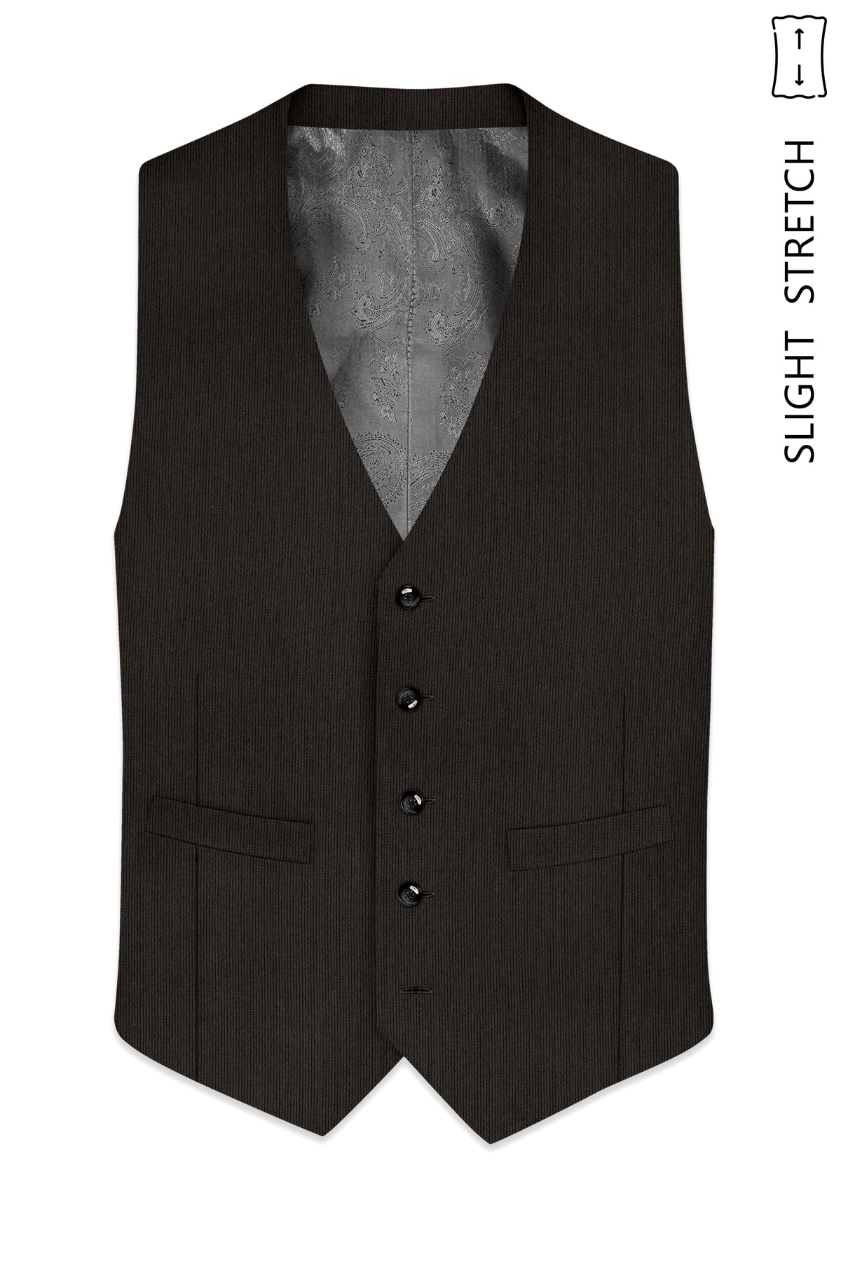 Grayson-Zeus Brown Diamond Textured Wool Rich Slight Stretch Waistcoat