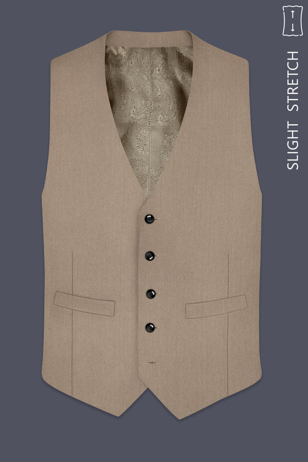 Terran-Sandrift Brown Diamond Textured Wool Rich Slight Stretch Waistcoat