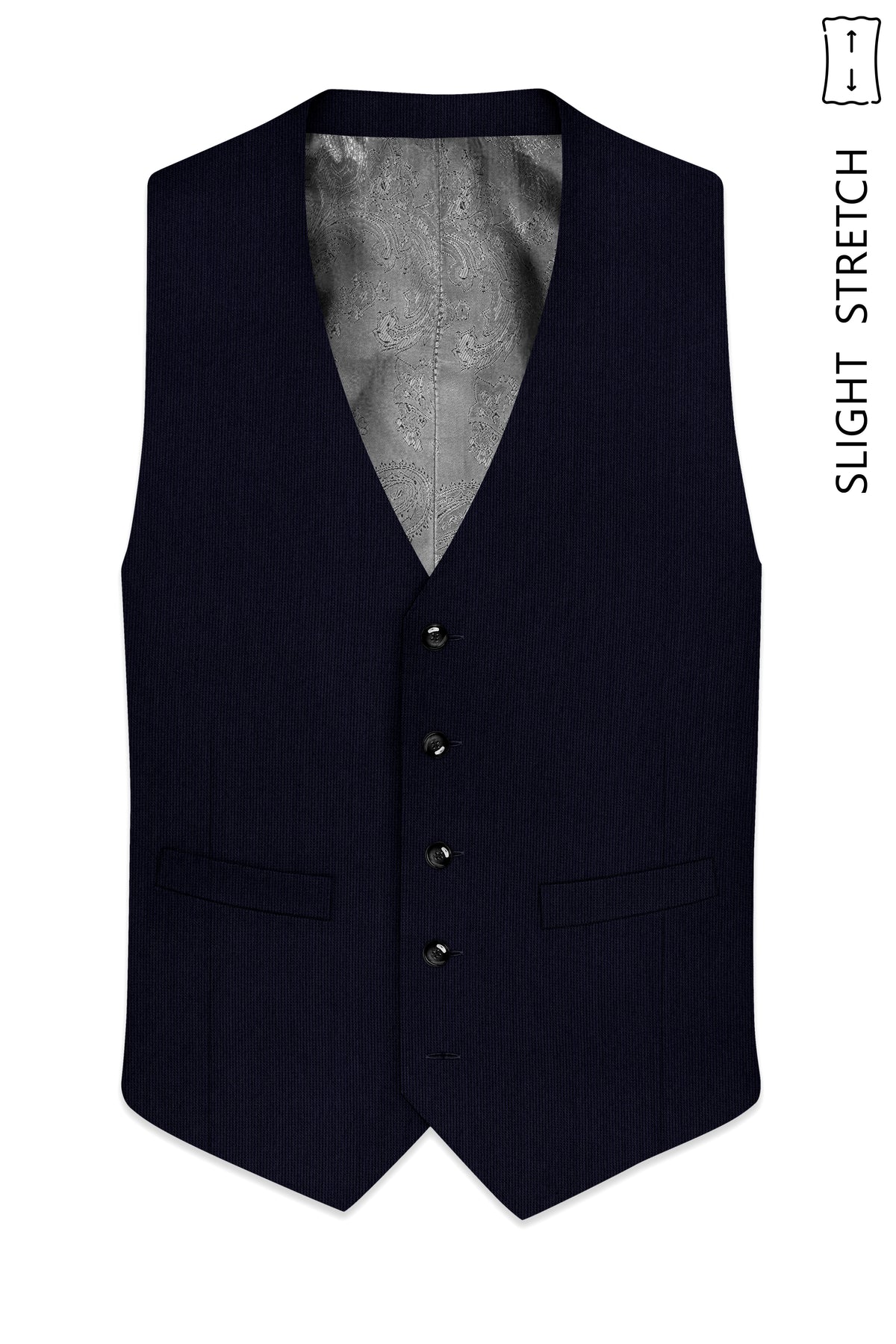 Valmont-Navy Blue Diamond Textured Wool Rich Slight Stretch Waistcoat
