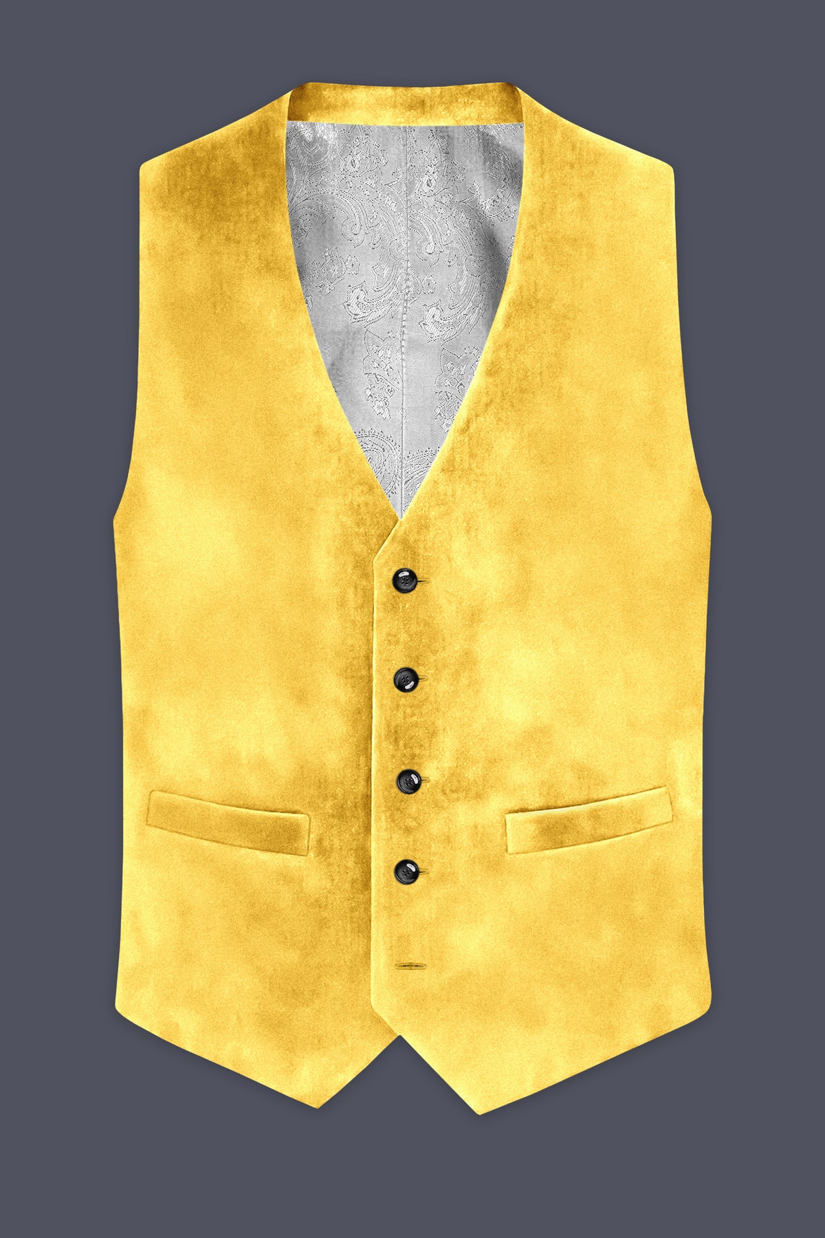 Lustre-Tulip Yellow Velvet Waistcoat