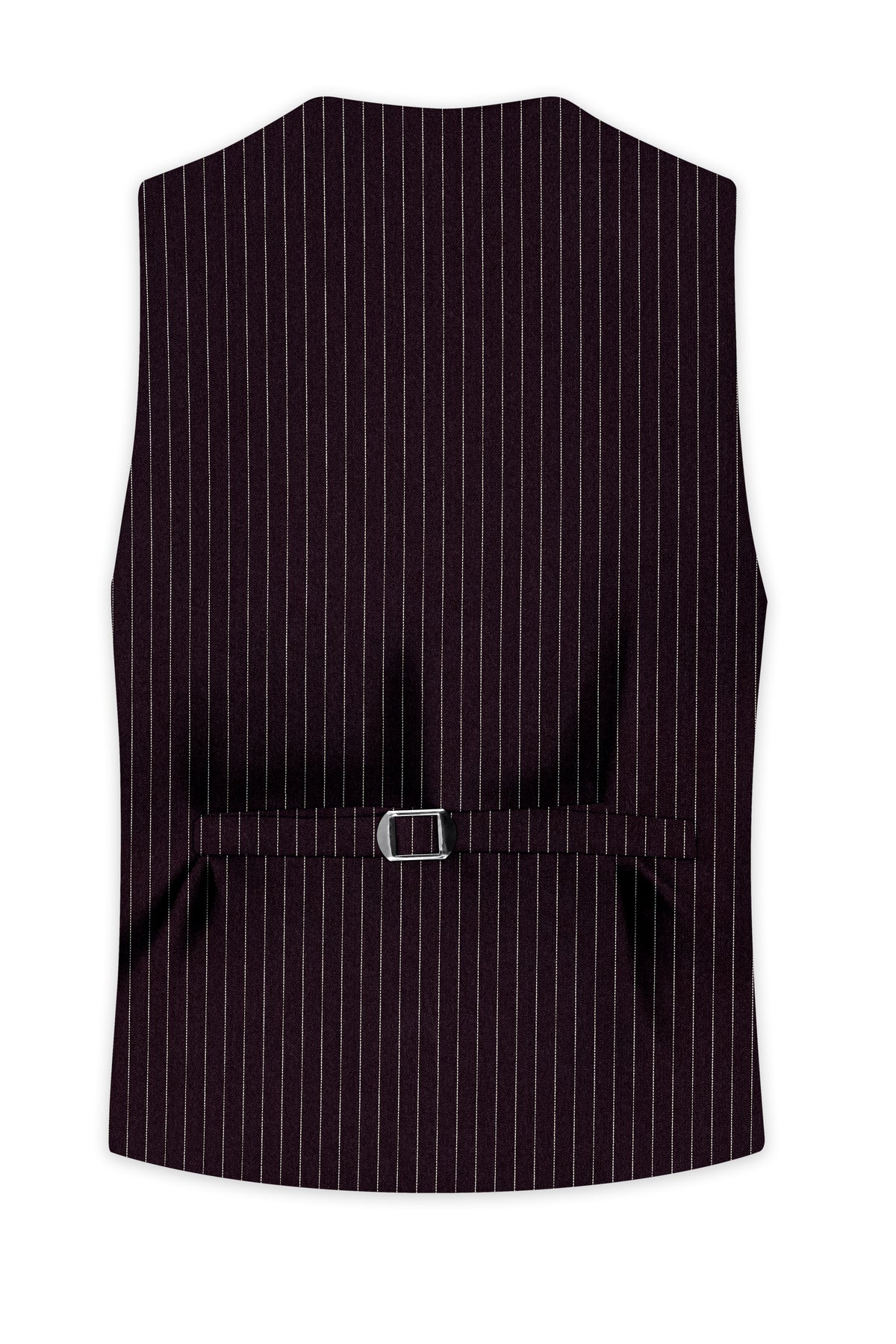 Vesper-Gondola Maroon Chalk Striped Wool Rich Wrinkle-Free Fluid Drape Fabric Waistcoat