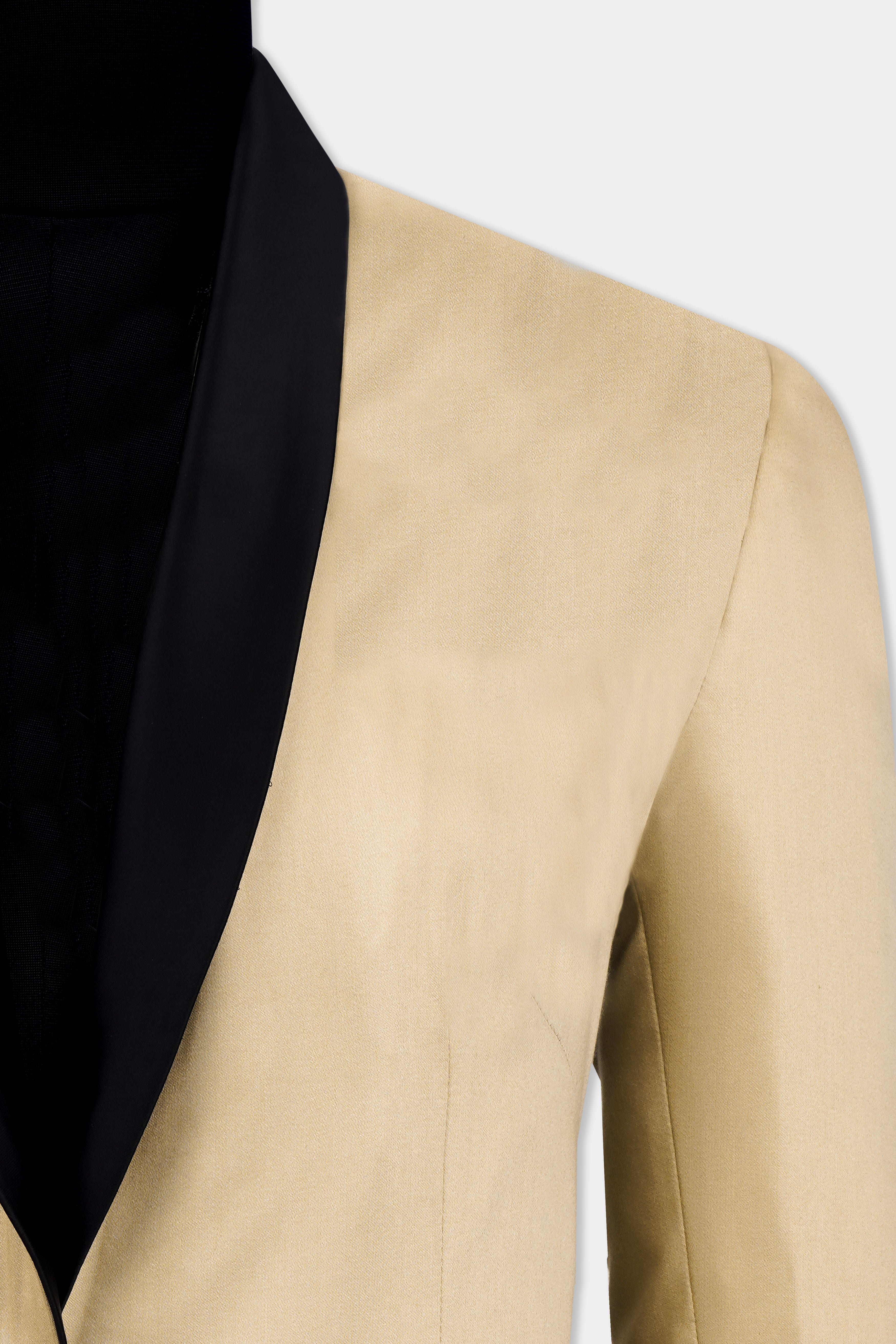 Hazelnut Cream Subtle Sheen with Black Lapel Single Breasted Women's Blazer