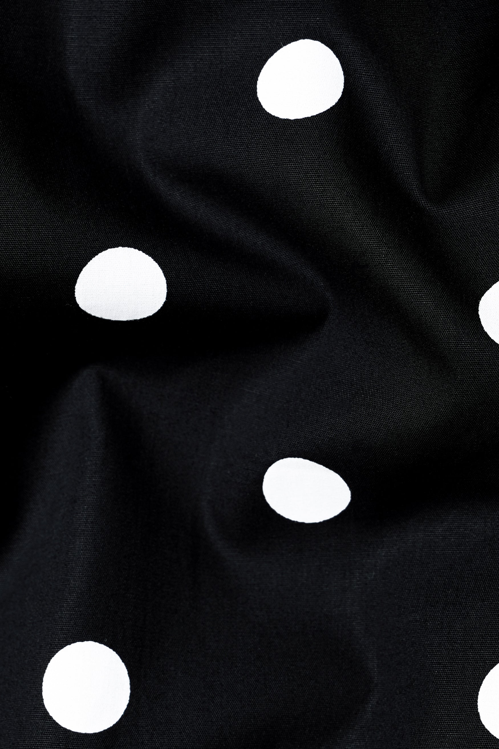 Jade Black and Bright White Polka Dotted With White Piping Work Premium Cotton Women’s Designer Blazer