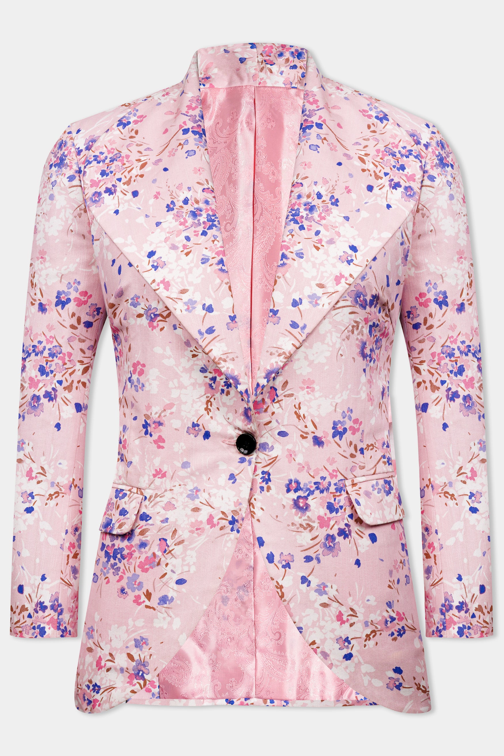 Gainsboro Pink and Scampi Blue Prints Premium Cotton Tuxedo