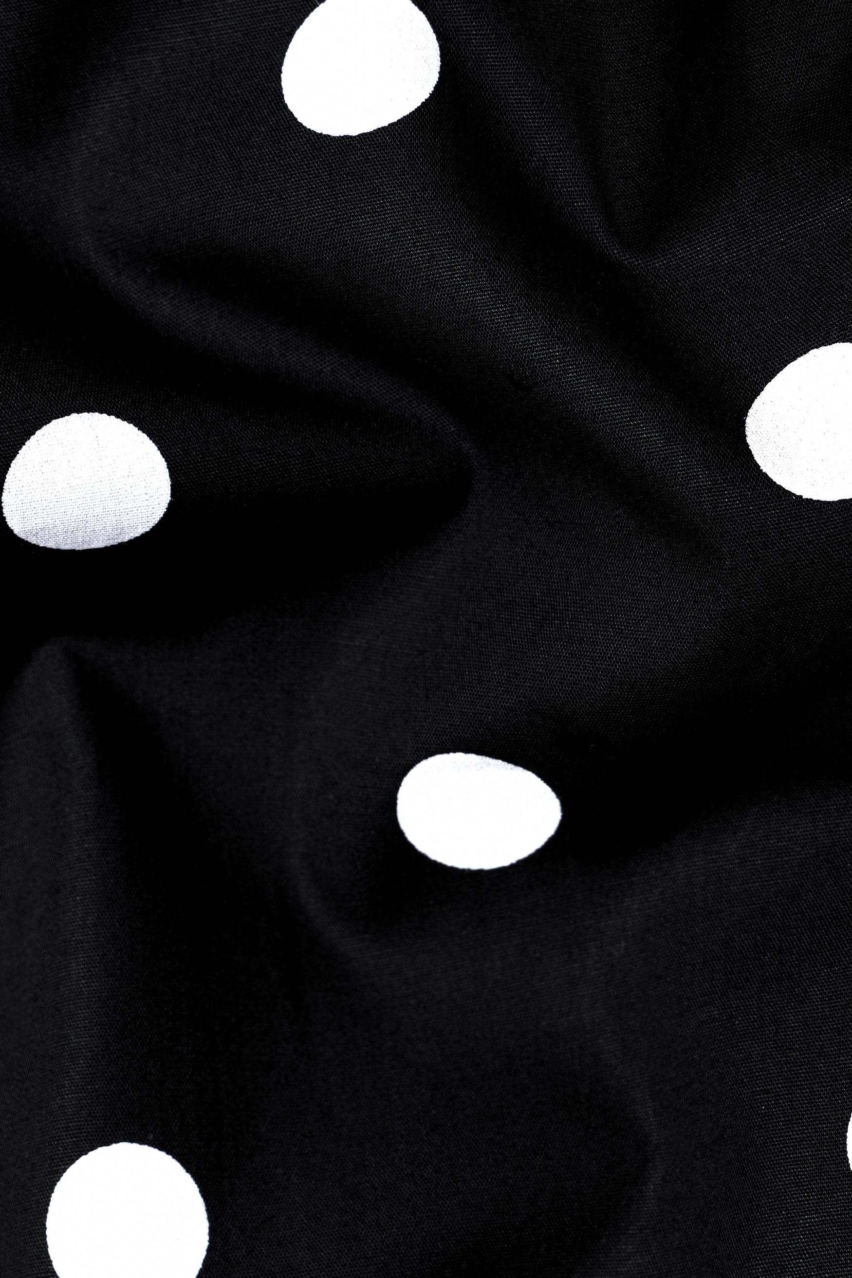 Jade Black and White Polka Dotted Premium Cotton Women’s Tuxedo Blazer