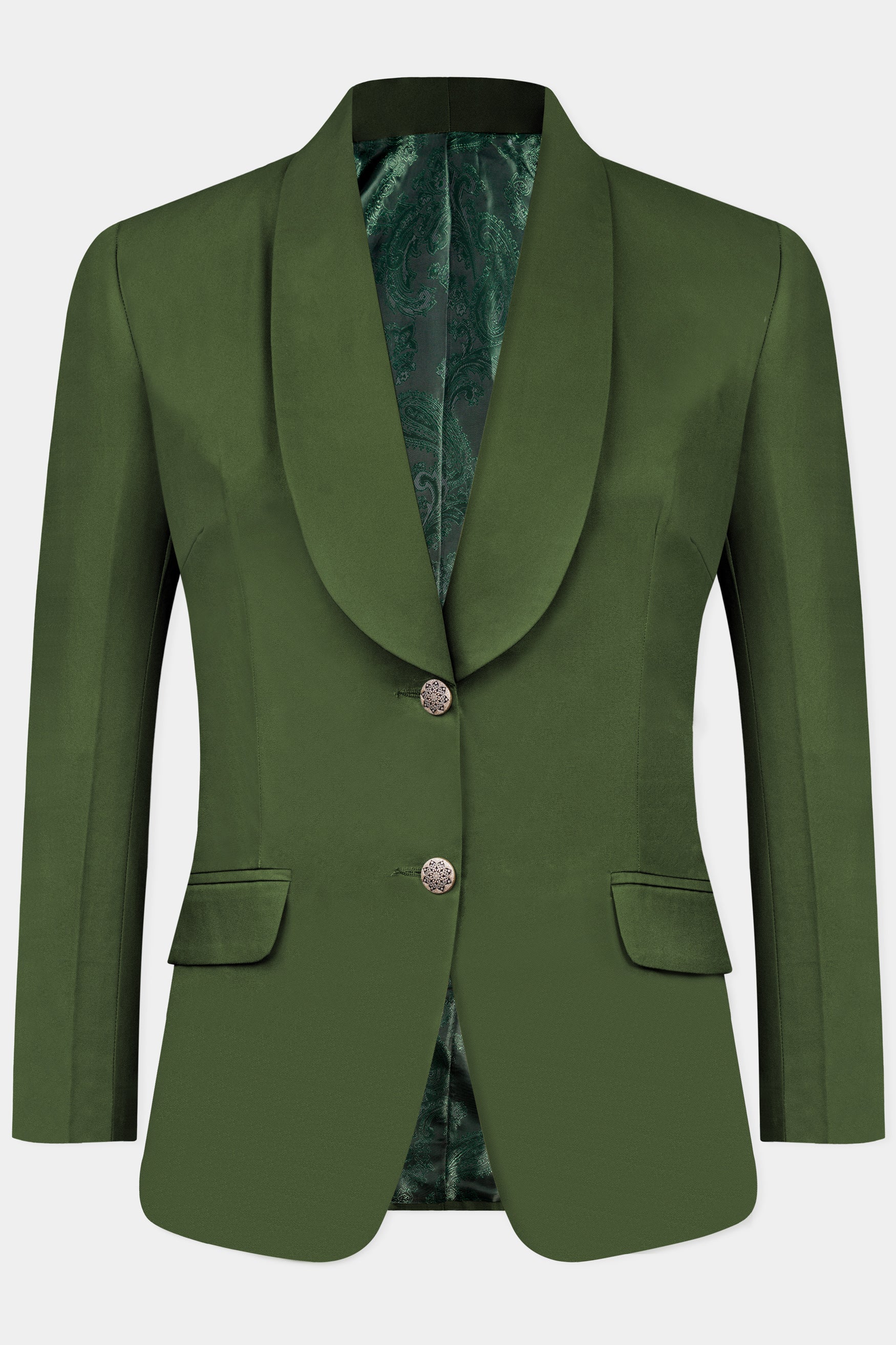 Forest Green Wool Rich Women’s Designer Tuxedo Blazer