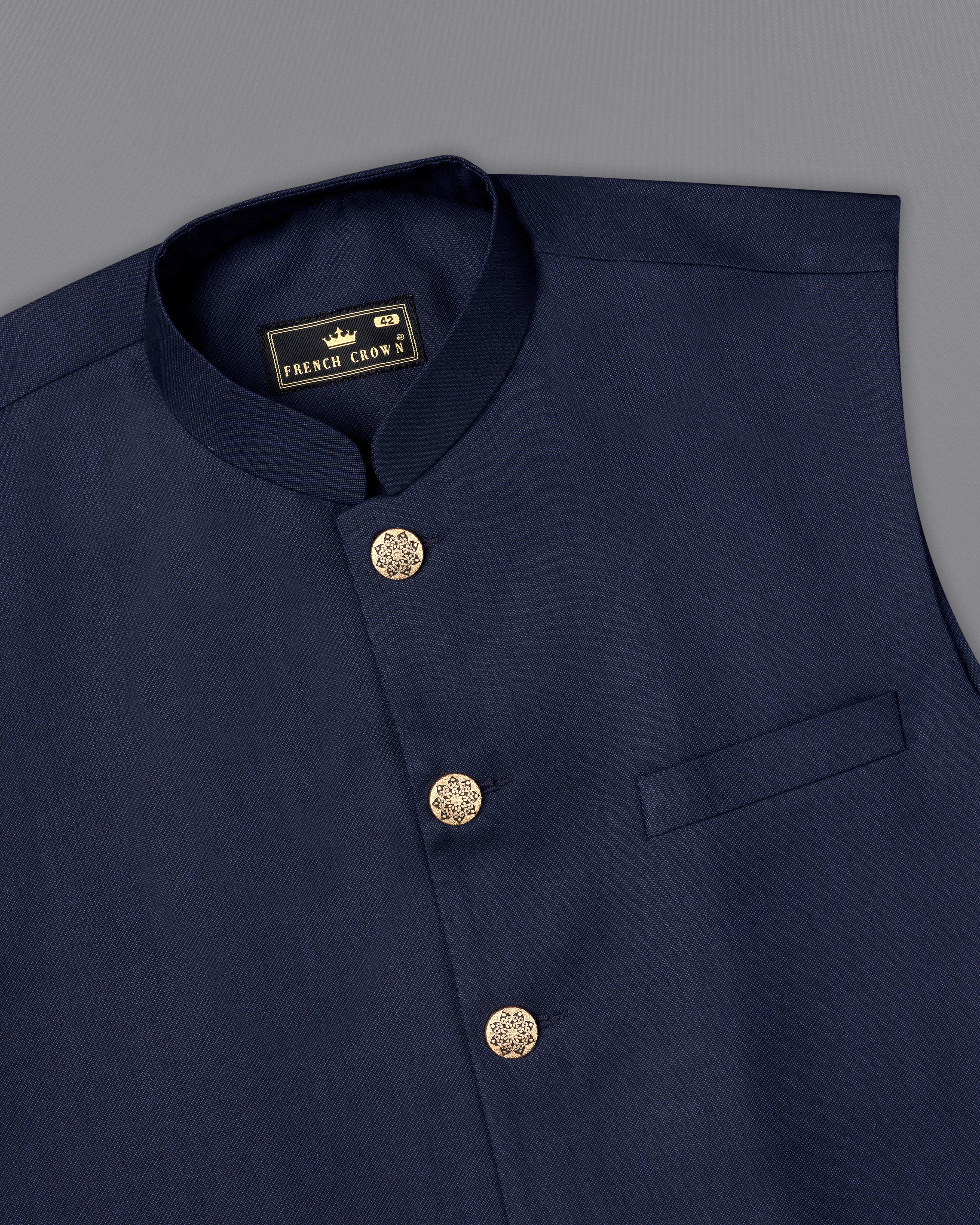 Gunmetal Navy Blue Nehru Jacket