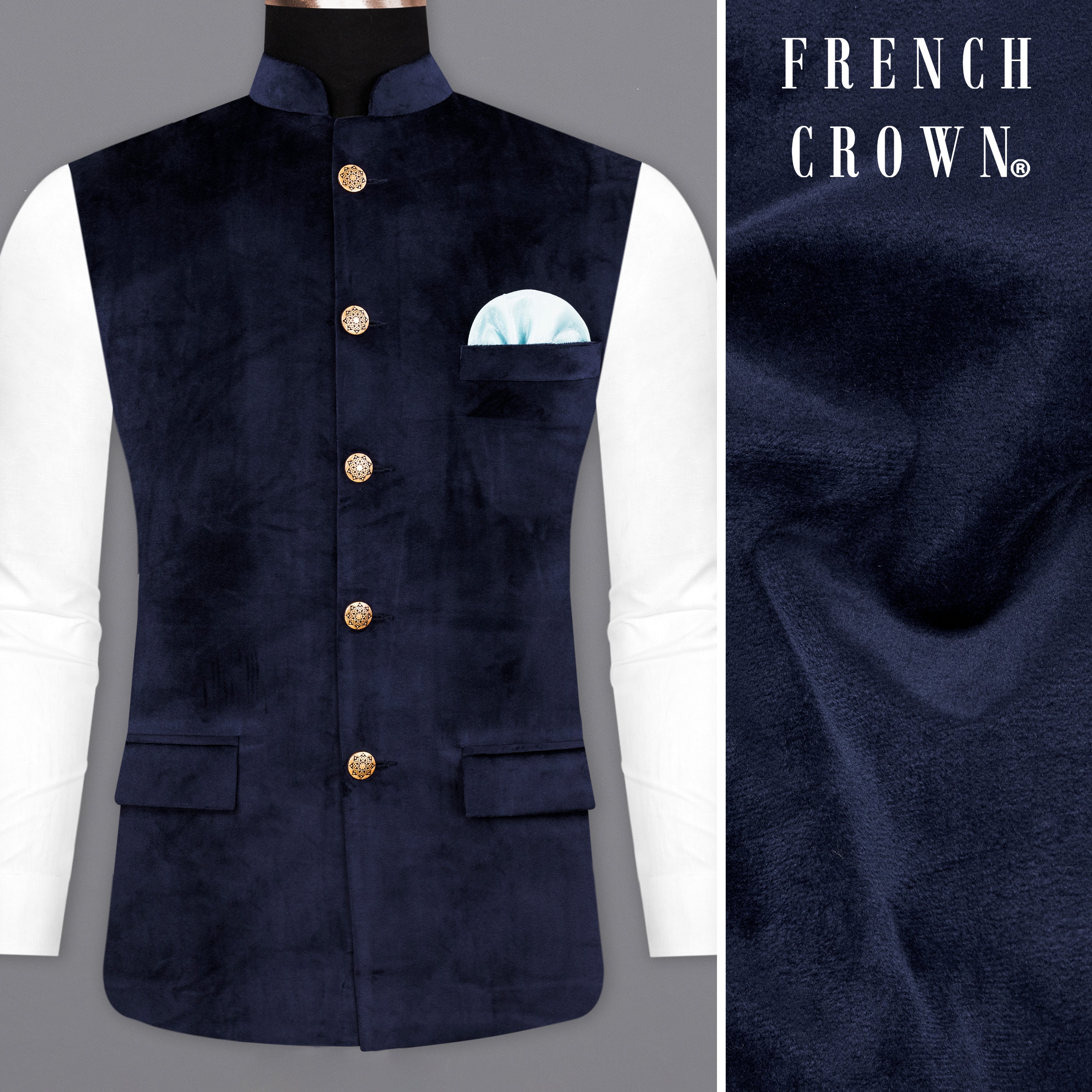 Blue on sale velvet waistcoat