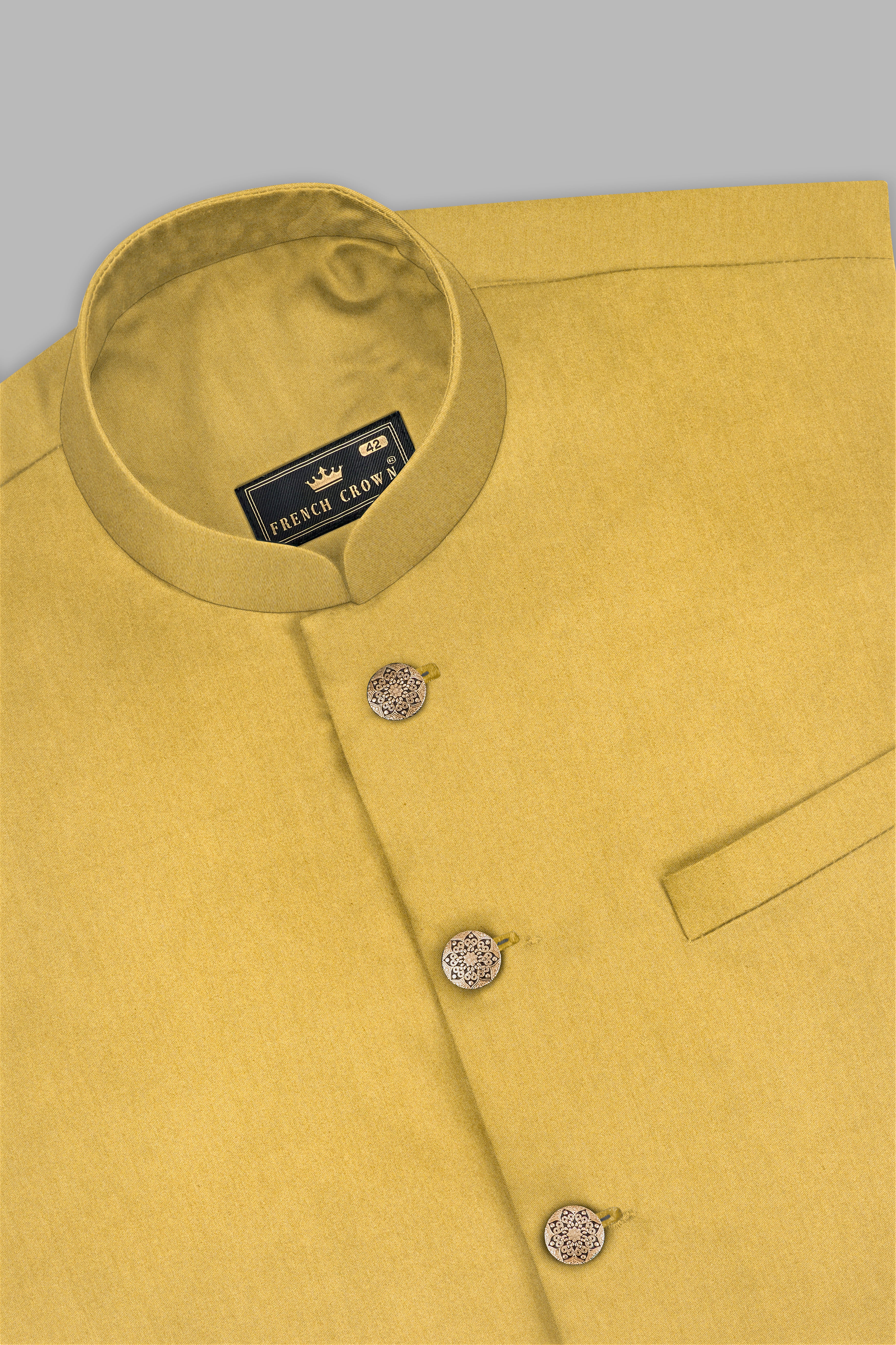 Sycamore Yellow Premium Cotton Nehru Jacket