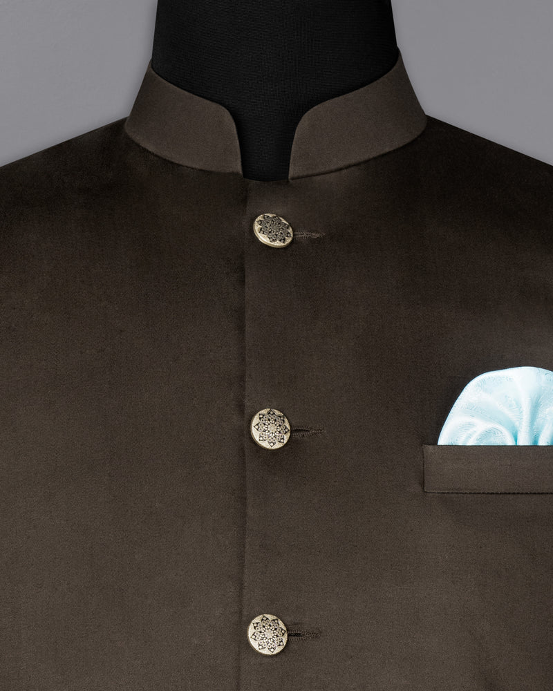 Walnut Brown Stretchable Premium Cotton Traveler Nehru Jacket