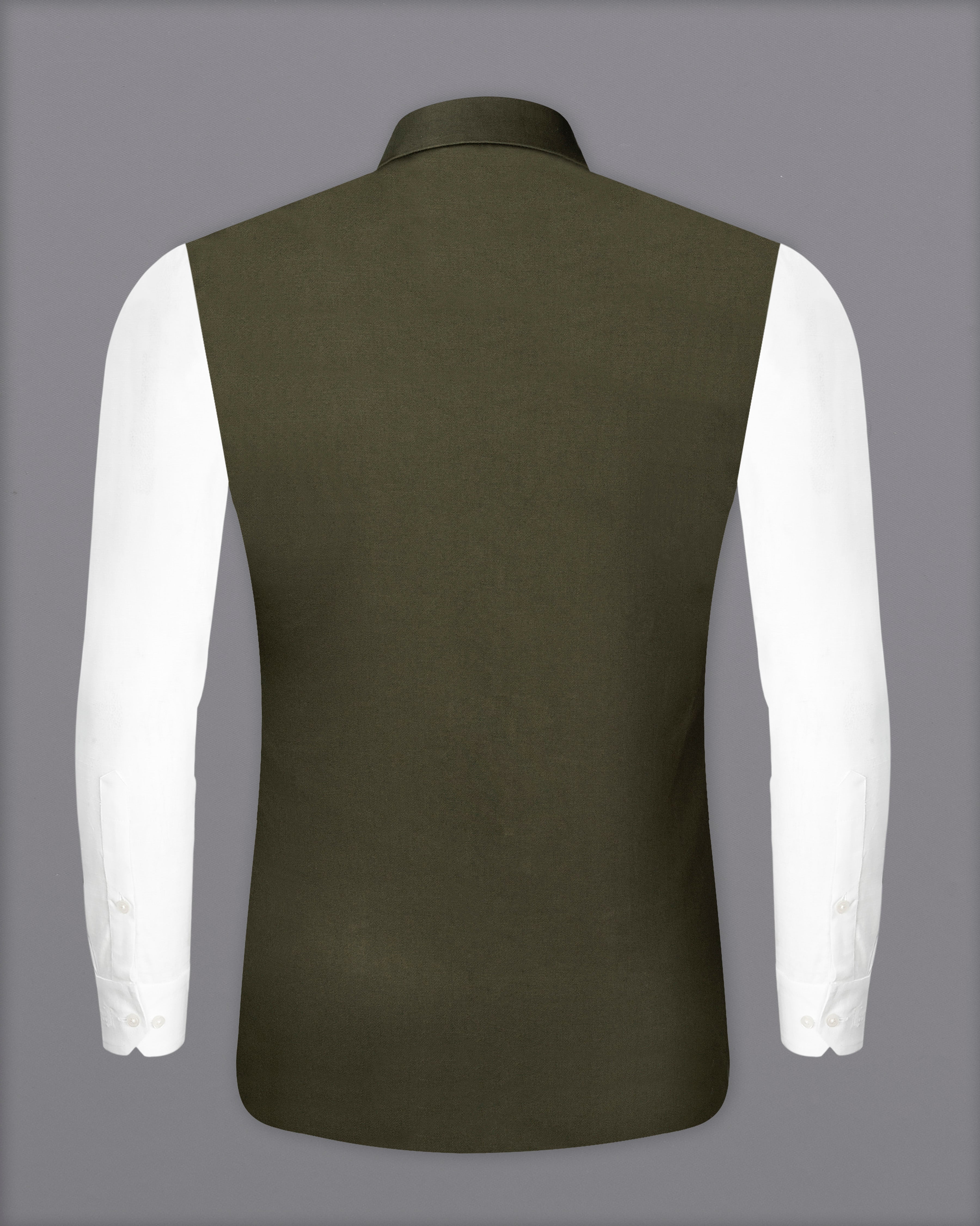 Taupe Green Solid Premium Cotton Nehru Jacket WC2644-36, WC2644-38, WC2644-40, WC2644-42, WC2644-44, WC2644-46, WC2644-48, WC2644-50, WC2644-52, WC2644-54, WC2644-56, WC2644-58, WC2644-60